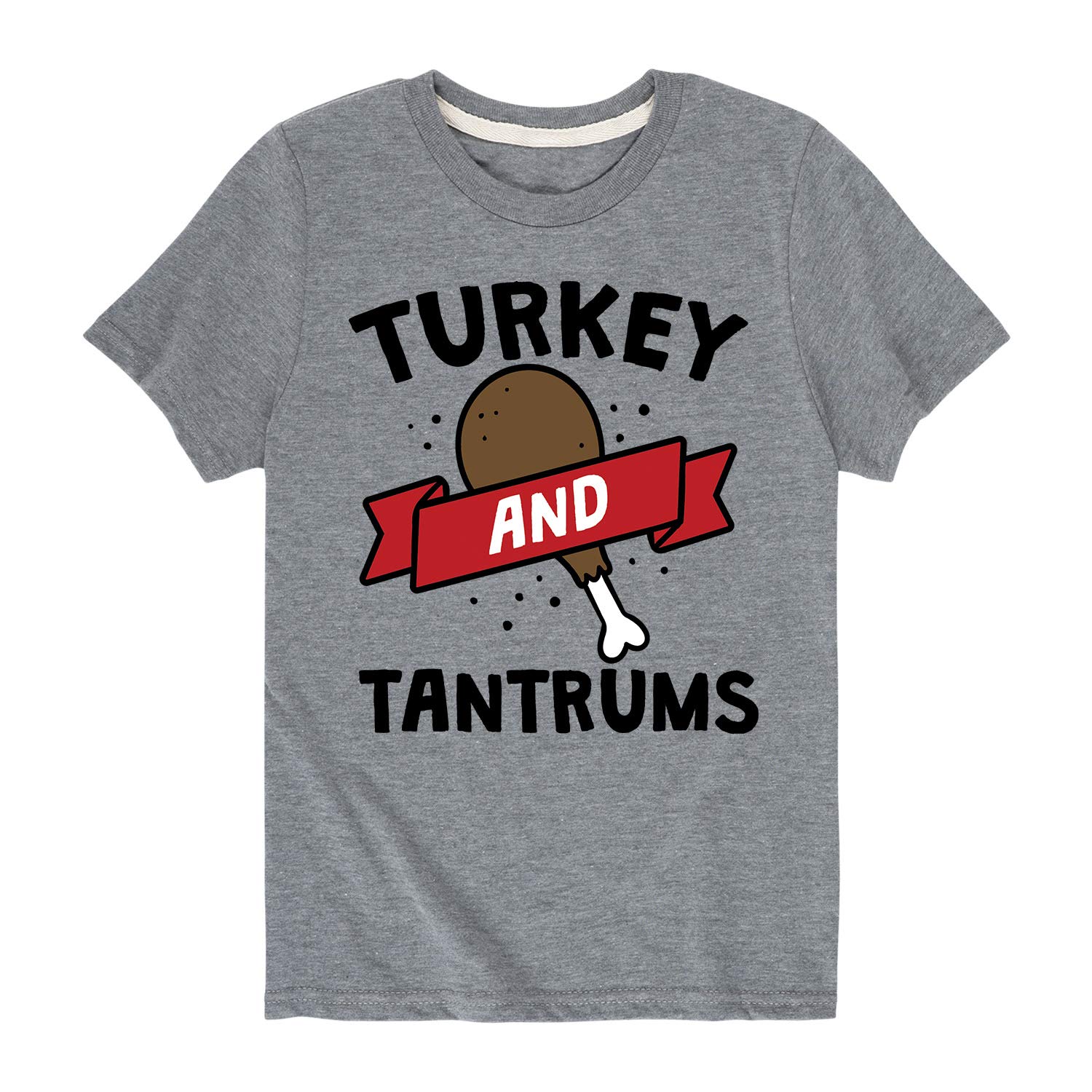 Trendy Youth Short Sleeve Graphic T-Shirt with 'Turkey and Tantrums' Print - Funny Thanksgiving Tee for Boys & Girls - Perfect for Holidays, Parties & Casual Wear