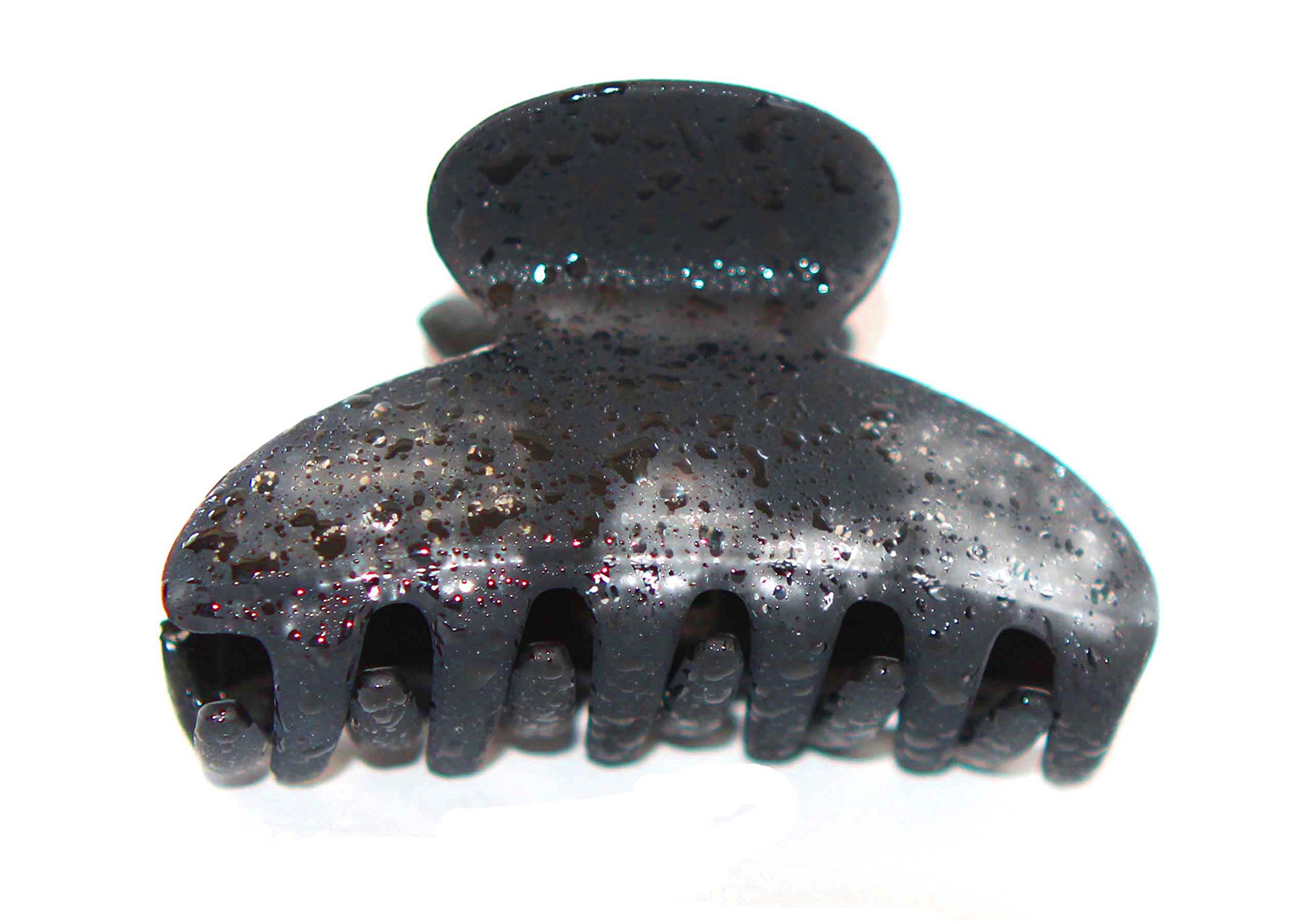 French Black Water Drop Hair Claw Clip - 3 Inch Large Jaw Tortoise Shell Hair Clamp for Women | Perfect for Updos, Ponytails & Half-Up Hairstyles