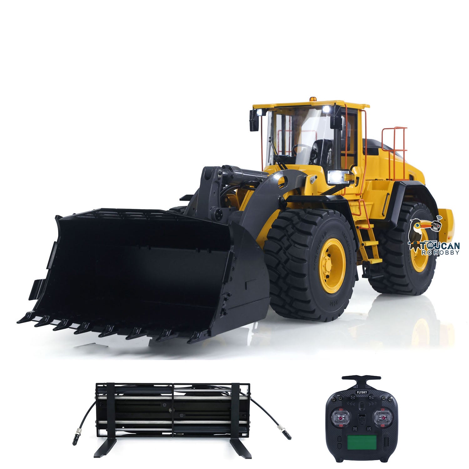 1/14 Scale RC Hydraulic Loader E260L - Metal Remote Control Construction Vehicle with Flysky ST8 Radio, Locking Differential & Fork Coupler - Perfect for Construction Simulation, Backyard Digging & RC Hobby Enthusiasts