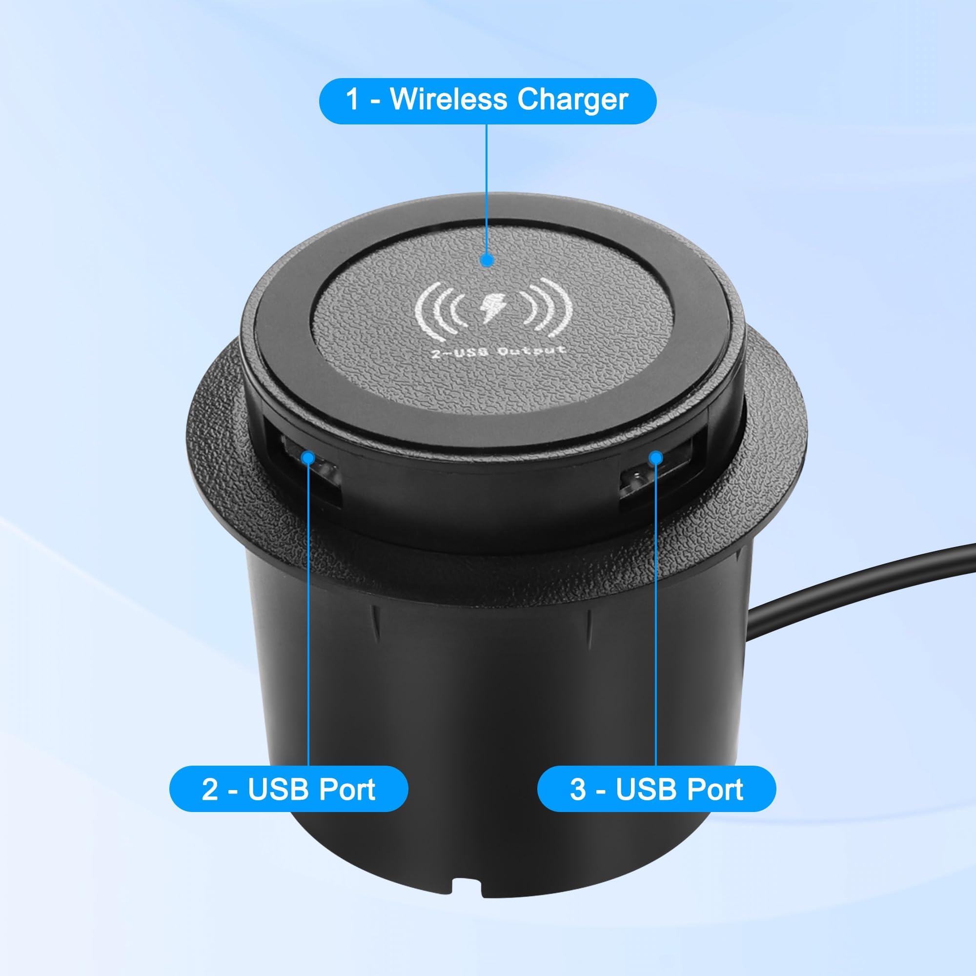 3-in-1 Wireless Charging Station with 10W Fast Charging | Pop-Up Desktop Charger with Dual USB Ports | Compatible with iPhone, Samsung & Smartphones | Perfect for Bedside Table, Office Desk & Home Furniture