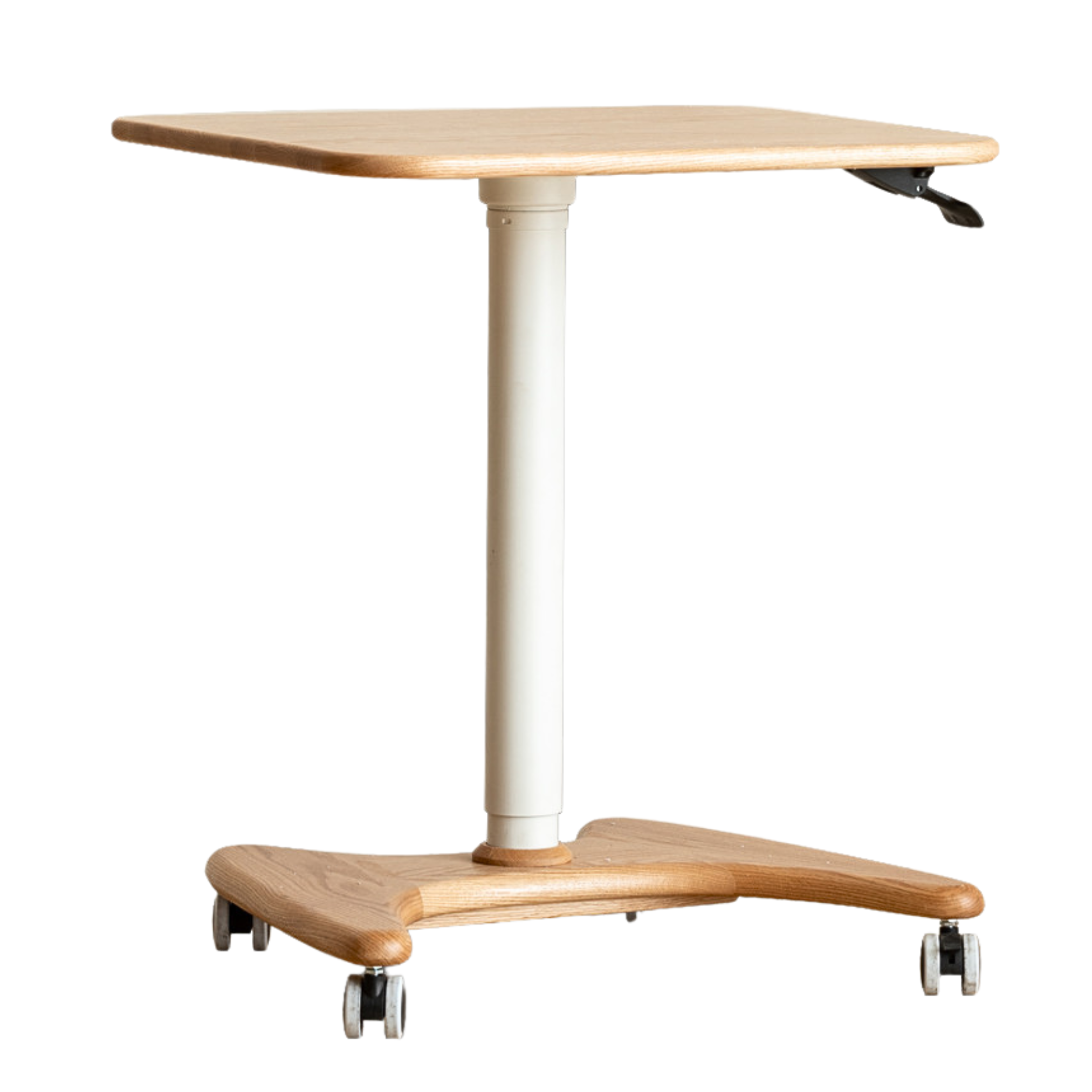 Solid Oak & Ash Wood Adjustable Height Standing Desk - Ergonomic Mobile Workstation for Home Office, Study & Workspace