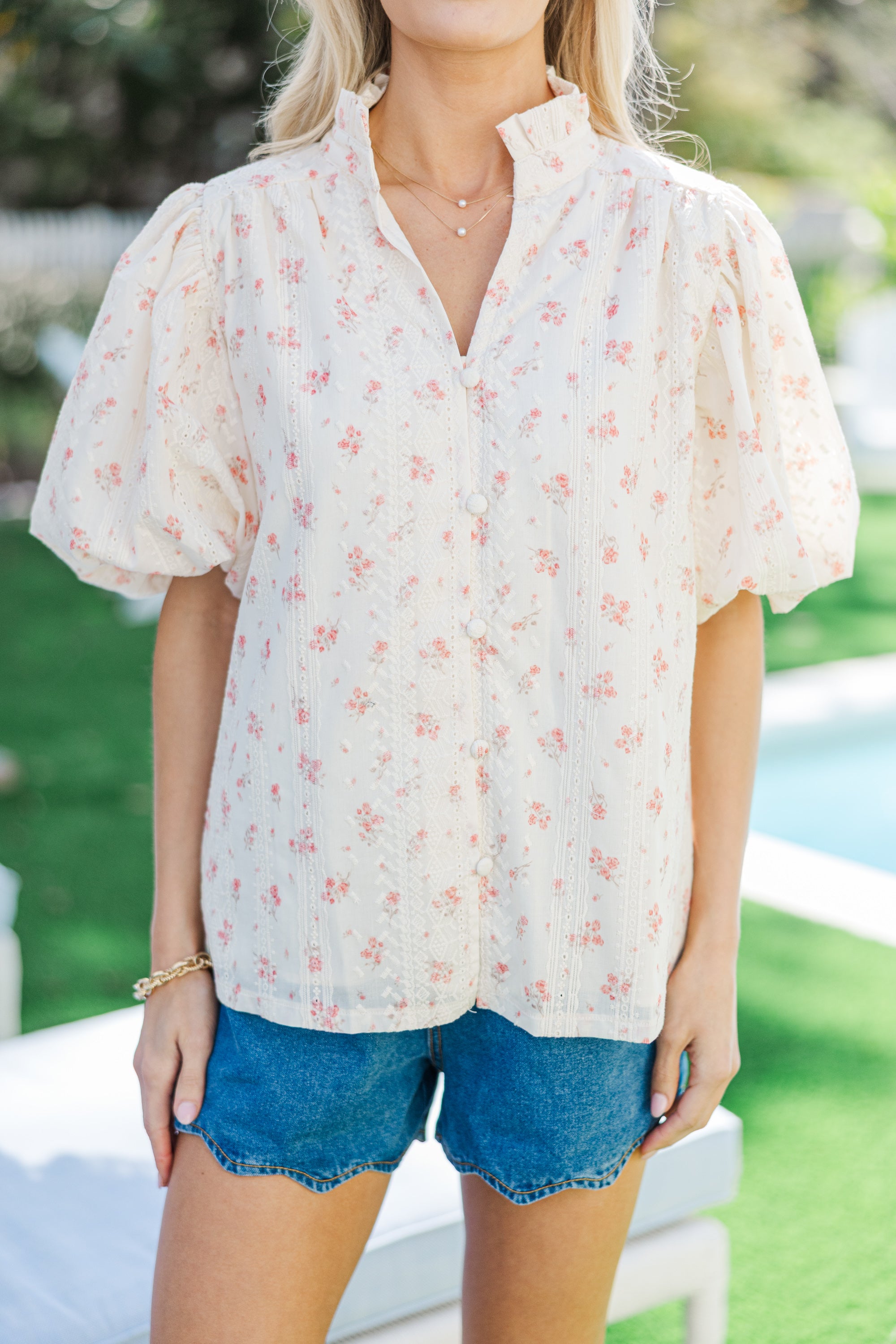 Elegant Close Connection Cream Blouse for Women - Perfect for Office Wear, Date Nights & Special Occasions