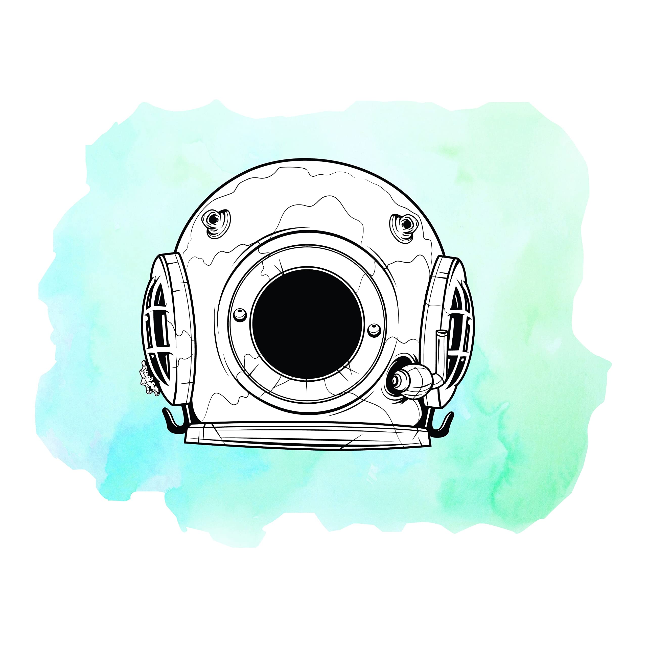Diver's Helmet Wall Decals for Kids Room - 40x32 Inch Underwater Themed DIY Wall Stickers for Boys & Girls Bedroom Decor - Perfect for Ocean Theme Nursery, Playroom or Classroom