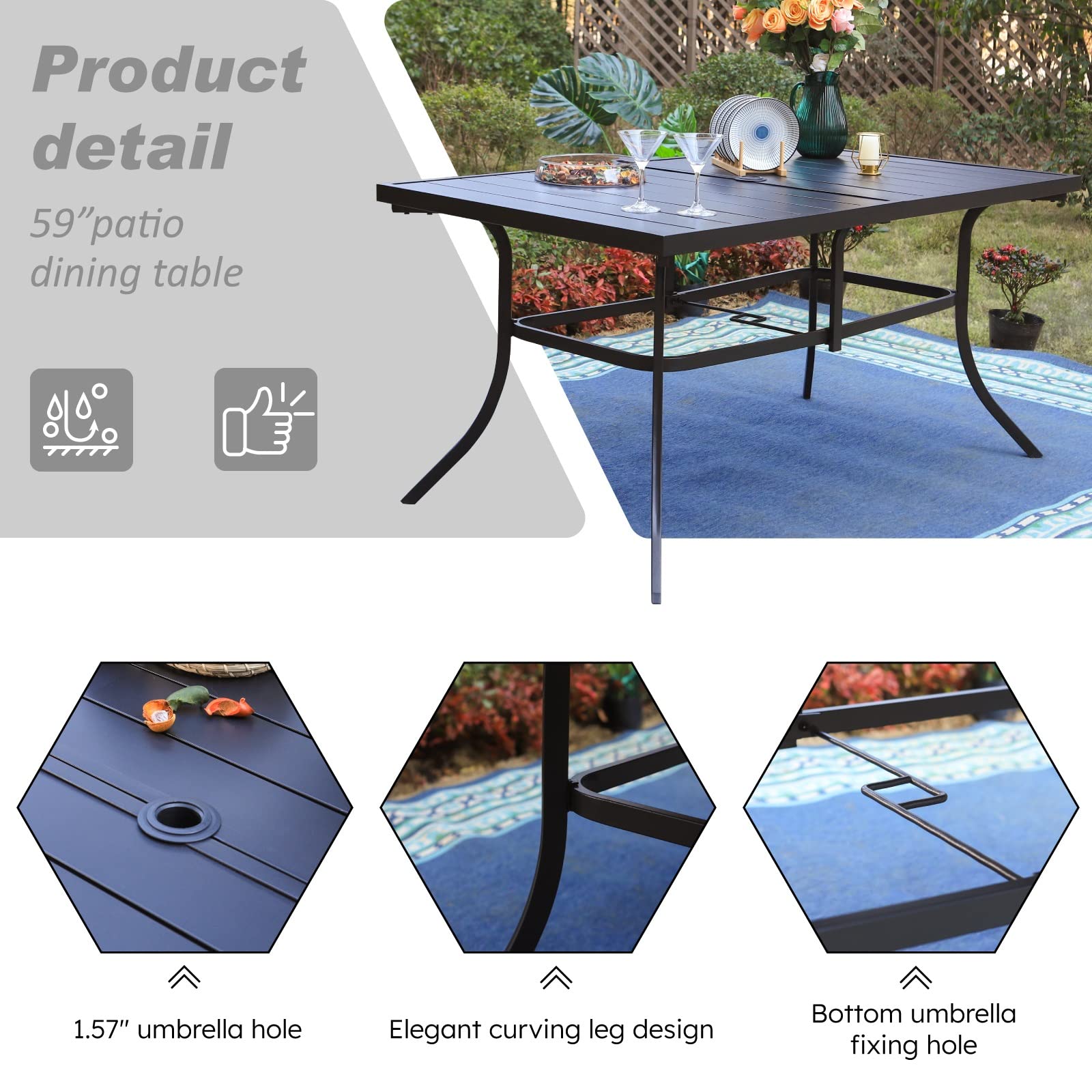 Sophia & William 7-Piece Grey Patio Dining Set with Textilene Chairs & Table - Outdoor Furniture for Backyard, Garden, Poolside - Supports 350 lbs - Quick Dry & Durable