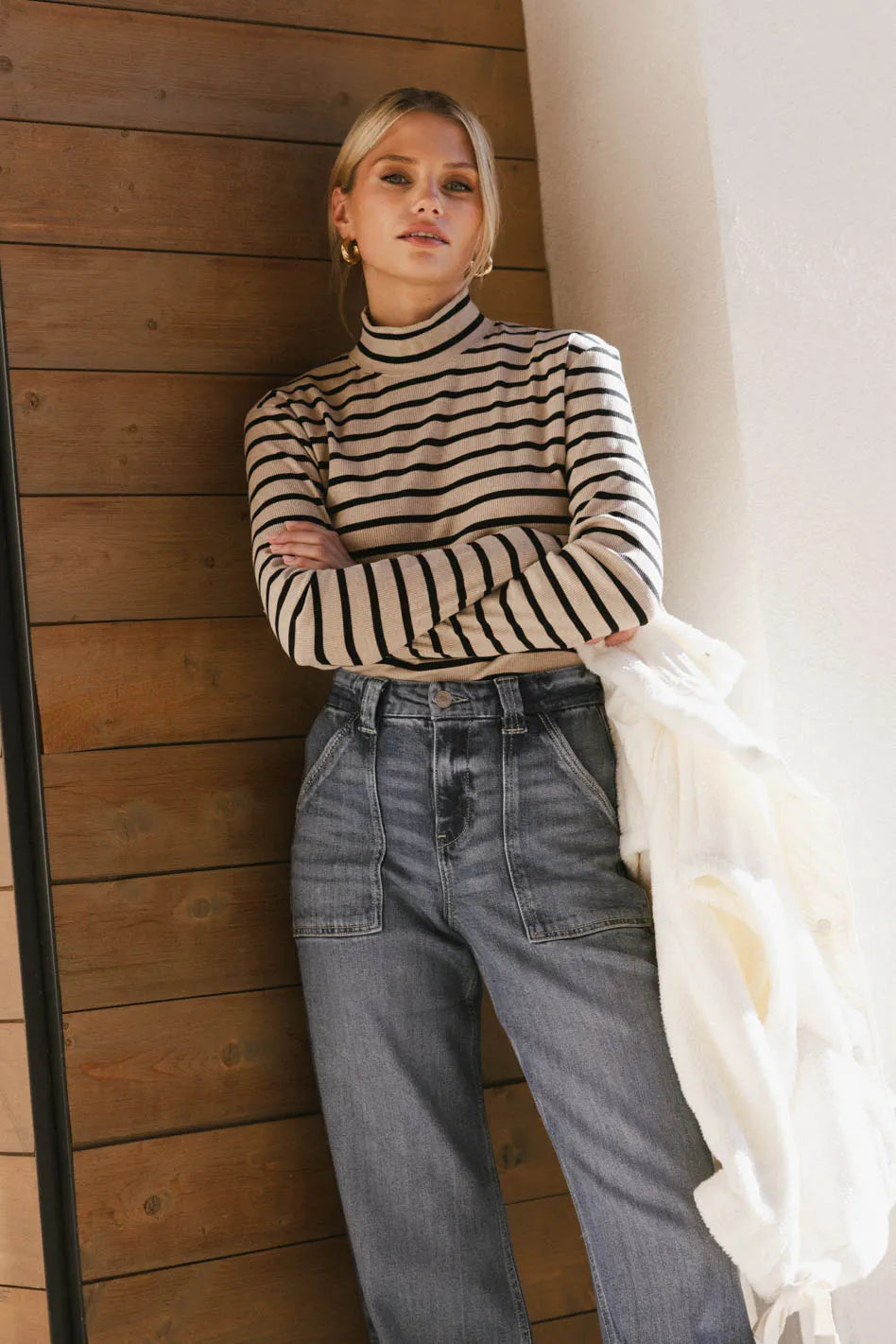 Kess Knit Top in Taupe - Women's Casual Long Sleeve Pullover Sweater | Perfect for Fall & Winter Layering, Office Wear & Weekend Outfits