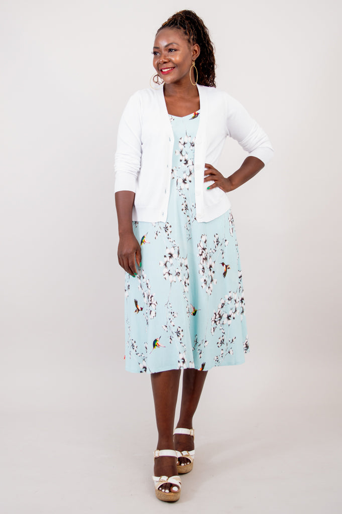 Bristol Dress - Oiseau Print Linen Bamboo Blend - Perfect for Summer Outings & Casual Wear