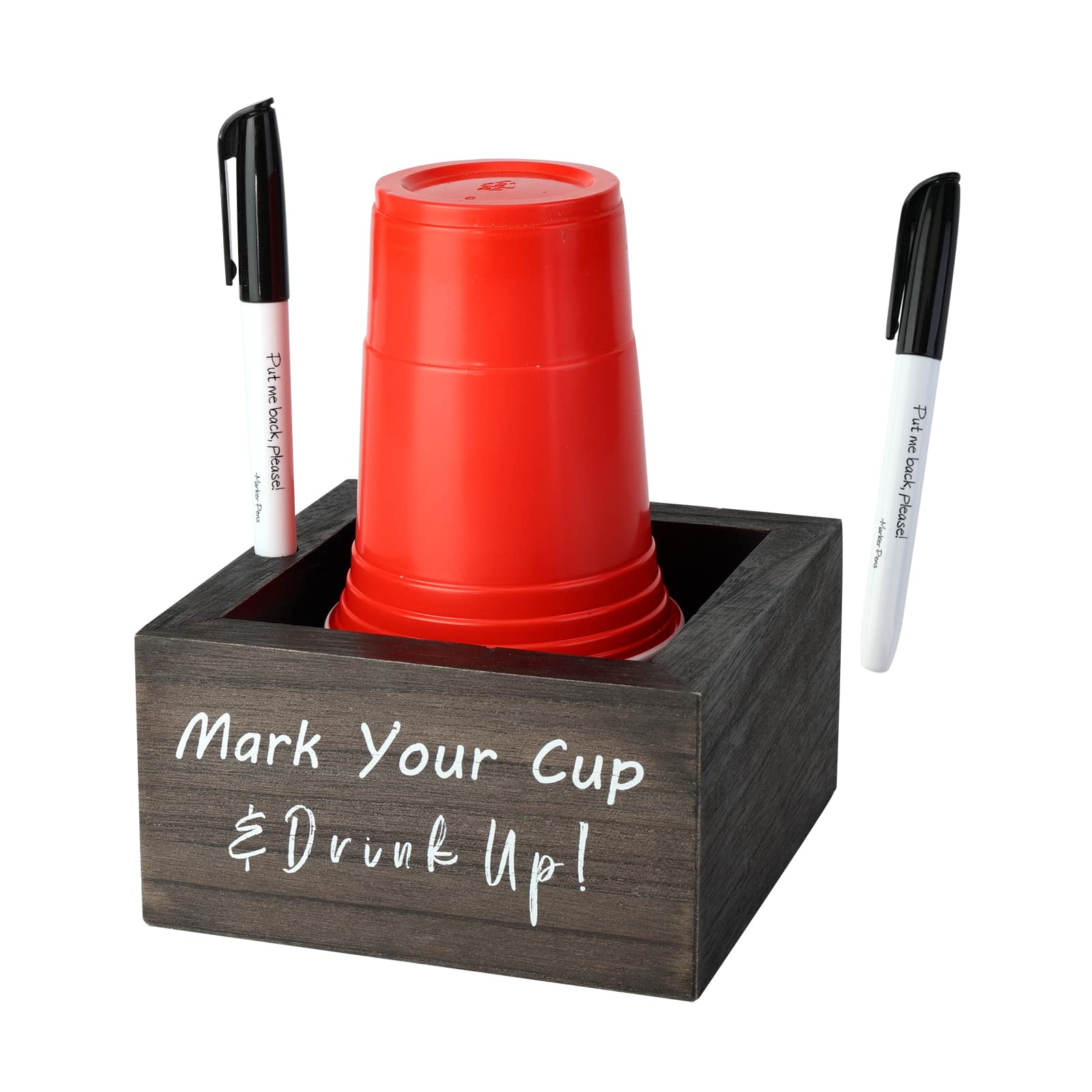 **Solo Disposable Cup Holder - Wooden Drink Caddy & Party Cup Organizer with Marker Slot - Perfect for BBQs, Weddings, and Outdoor Events**