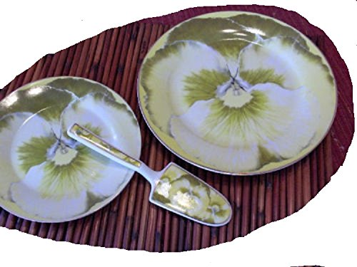 8-Piece Cake Dessert Serving Set - Elegant Desert Rose Floral Design (Green) - Perfect for Tea Parties, Weddings, and Special Occasions