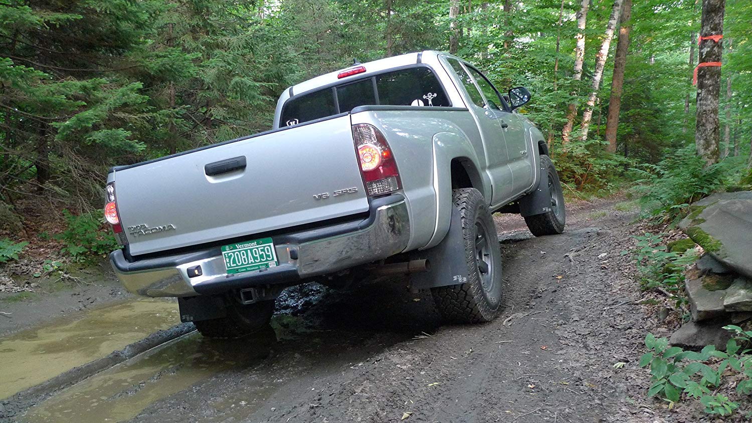 RokBlokz Mud Flaps for 2005-2015 Toyota Tacoma - Heavy Duty Splash Guards - Set of 4 with Hardware - Black with Black Logo - Fits Oversized Tires - Perfect for Off-Roading, Truck Protection & Custom Styling