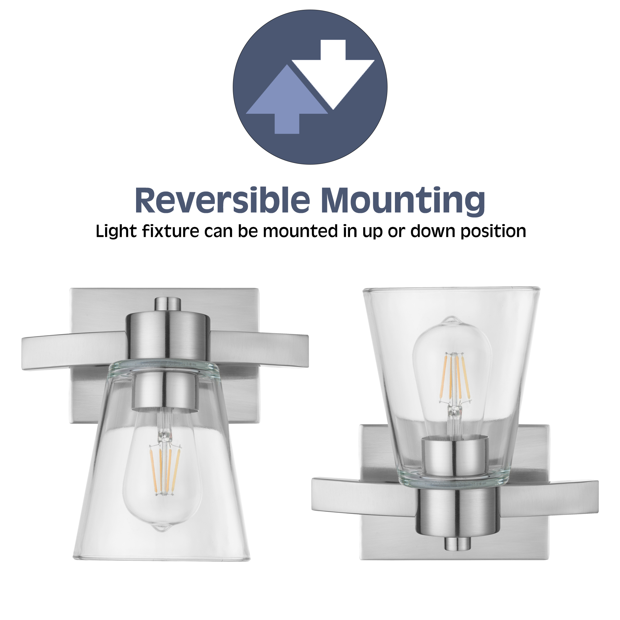 Fairendale Brushed Nickel Vanity Light with Clear Glass Shade - Perfect for Bathroom, Bedroom, and Dressing Room Lighting