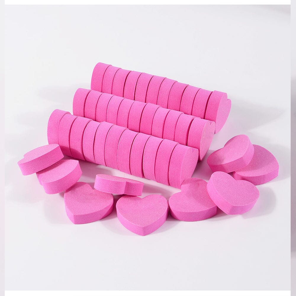 Heart Shaped Nail Files - Washable & Reusable Sponge Buffers for Manicure & Pedicure - Perfect for Home Nail Care & Salon Use