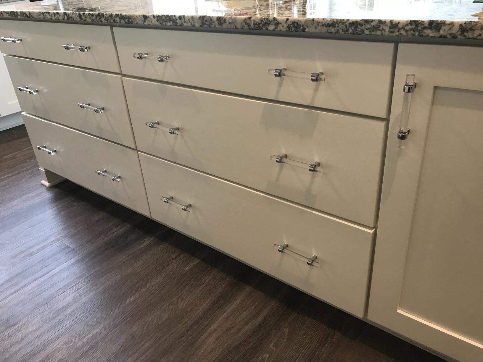 LBFEEL Acrylic Silver Clear Knob Drawer Pulls - Elegant Lucite T Knob Dresser Handles for Kitchen Cabinets & Furniture - Perfect for Home, Office, and DIY Projects