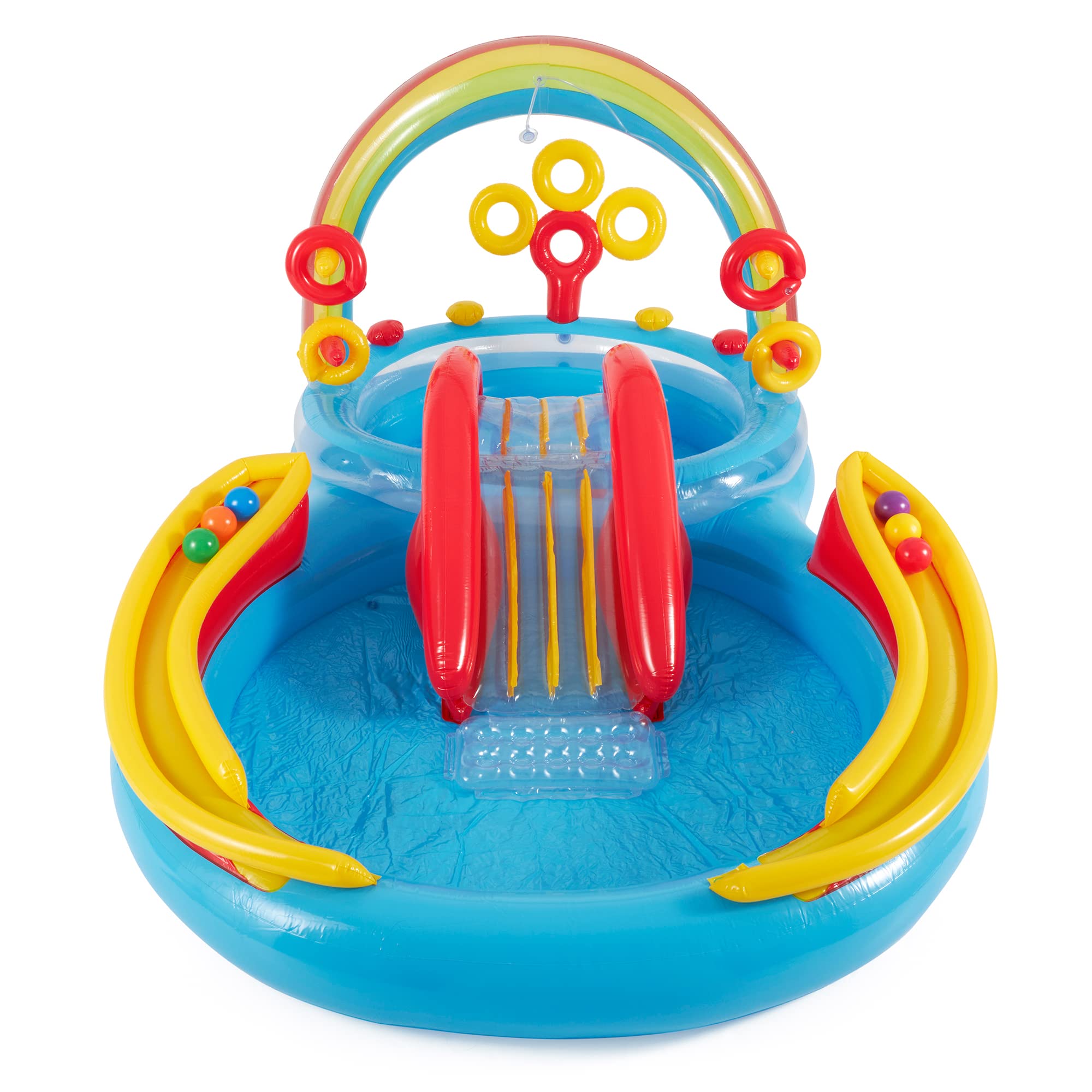 **Intex 8ft x 6.25ft x 43in Dinosaur Inflatable Play Pool for Kids - Rainbow Color Outdoor Water Fun for Backyard, Summer Parties & Family Gatherings**