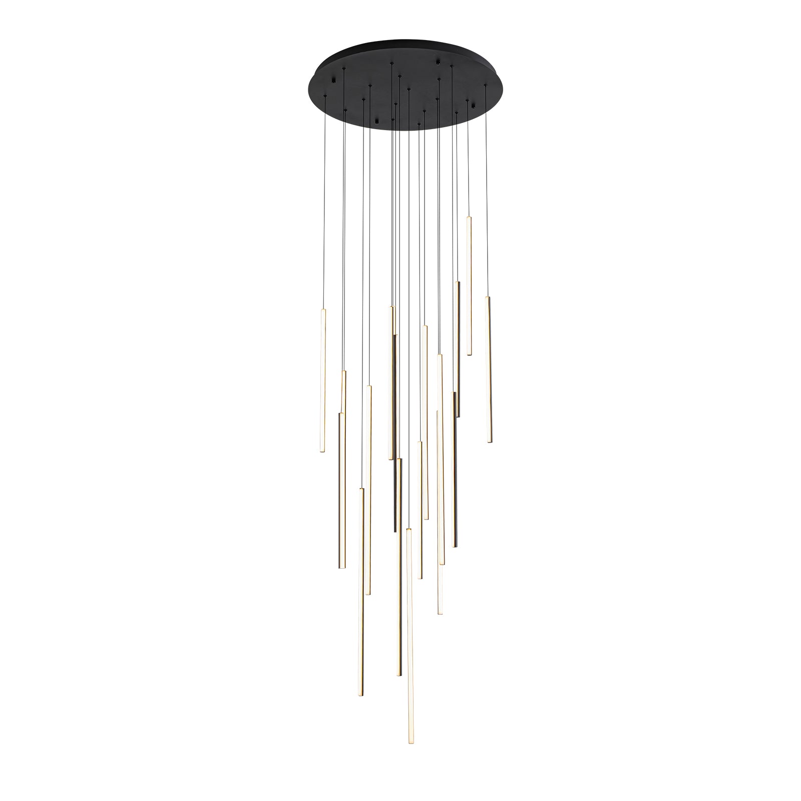 Glowlings 12/18 Light Modern Cylinder Linear LED Pendant Light - Dimmable Hanging Chandelier for Staircase, Kitchen Island, Dining Room & Living Room Lighting
