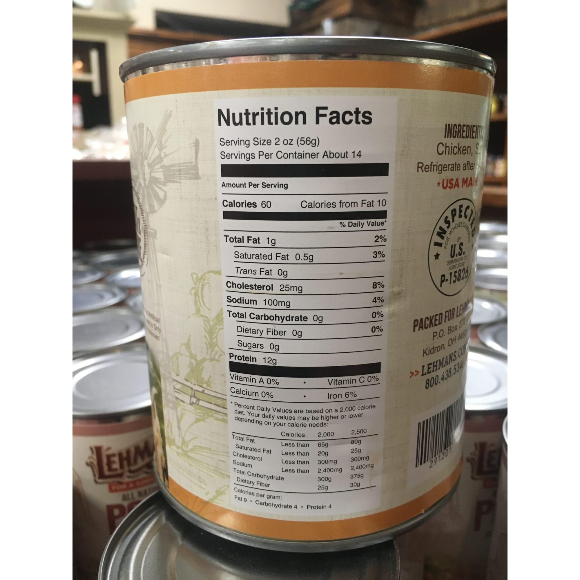 Lehman's All Natural Canned Chicken Meat - No Preservatives, Long Shelf Life (28 Oz) | Perfect for Emergency Food Supply, Camping & Quick Meals