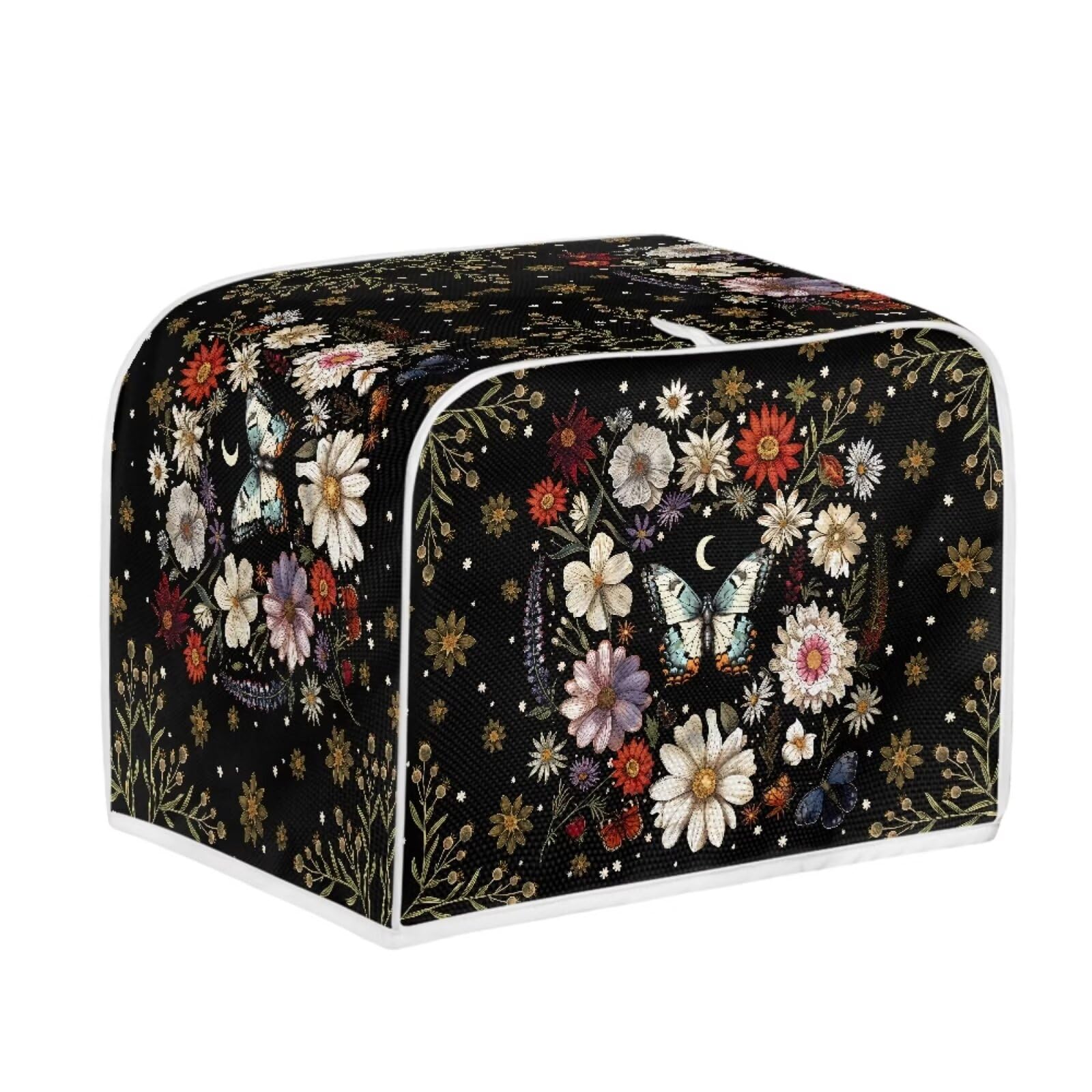 Lotusorchid Butterfly 2-Slice Toaster Cover - Washable & Decorative Dust Cover for Bread Makers & Kitchen Appliances - Perfect for Countertop Protection & Kitchen Decor (Black)
