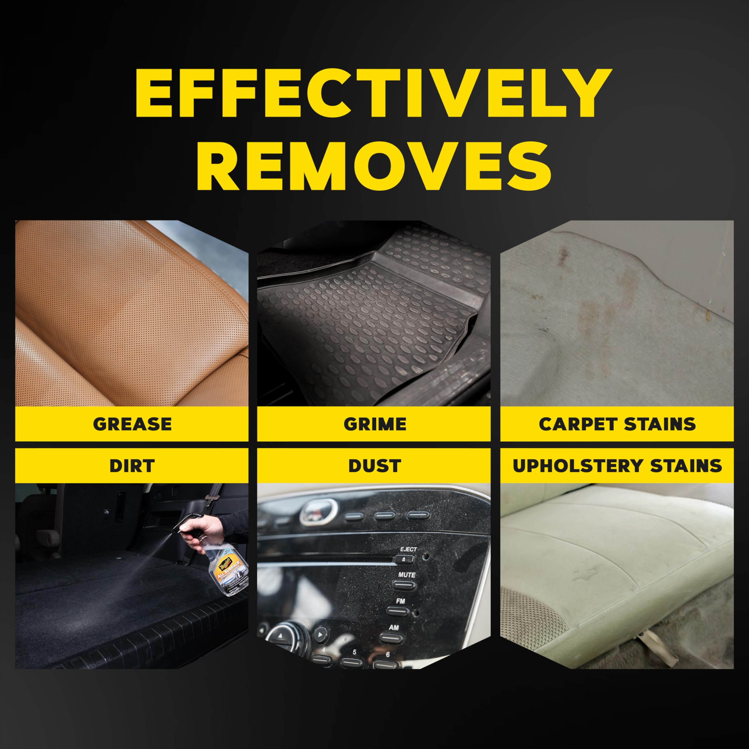 Meguiar's All Surface Interior Cleaner - 16oz | Premium Multi-Purpose Auto Interior Cleaner for Cars, Trucks & SUVs | Safe & Effective Cleaning for Leather, Vinyl, Plastic & Dashboards | Leaves Fresh Scent | Ideal for Car Detailing, Routine Maintenance & Deep Cleaning