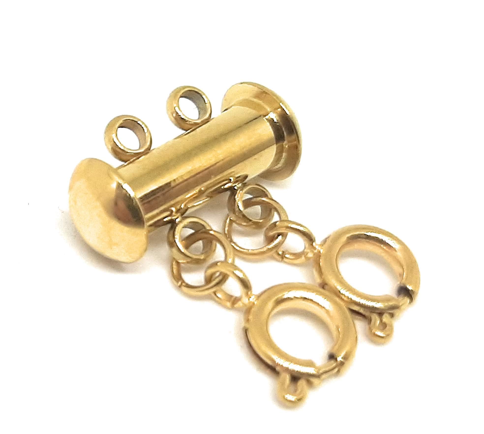 Seashell Crafter Stainless Steel or Gold Layered Necklace Spacer Clasp - Detangle & Separate Multiple Chains with Slide Lock Clasp (Gold Stainless Steel, Attaches 2 Chains) - Perfect for Layering Jewelry and Organizing Necklaces for Daily Wear or Special Occasions