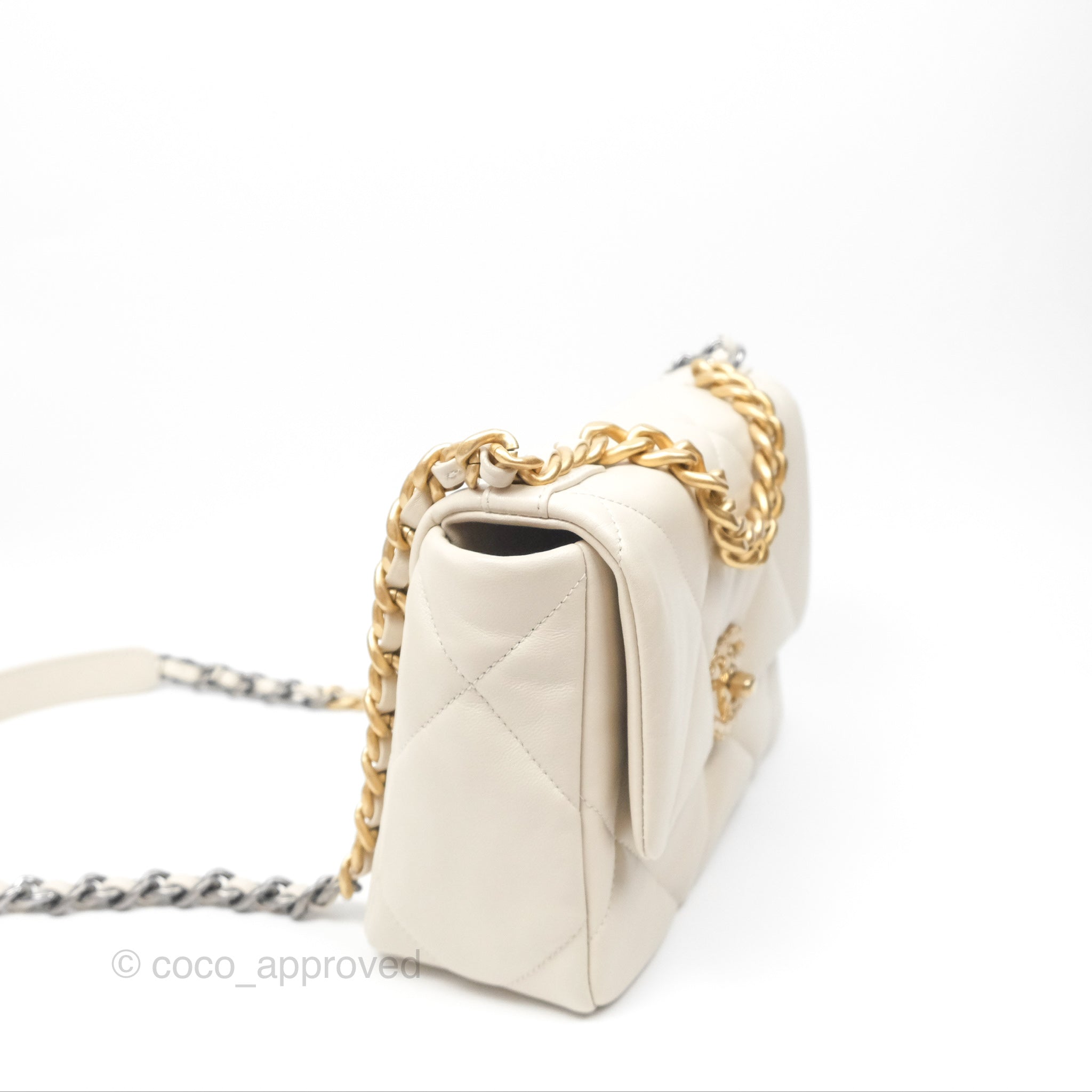 Chanel 19 Small Handbag in Ivory with Mixed Hardware - Luxury Designer Crossbody Bag for Women, Perfect for Date Night & Special Occasions