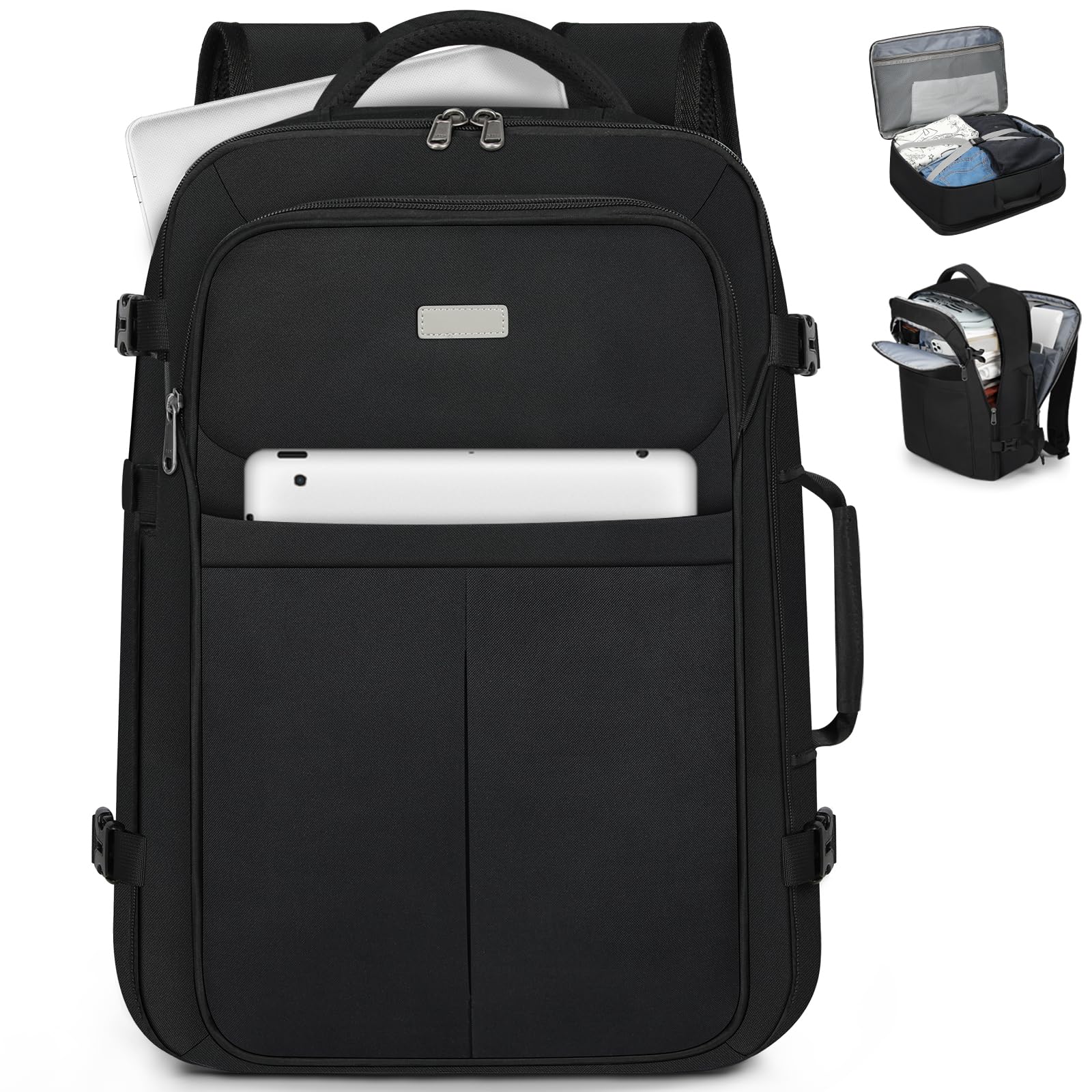 40L Flight Approved Travel Laptop Backpack for Men & Women - Water Resistant 17 Inch Laptop Compartment, Large Carry On Backpack for College, Business & Casual Use - Perfect for Air Travel, Commuting & Daily Work (Black)
