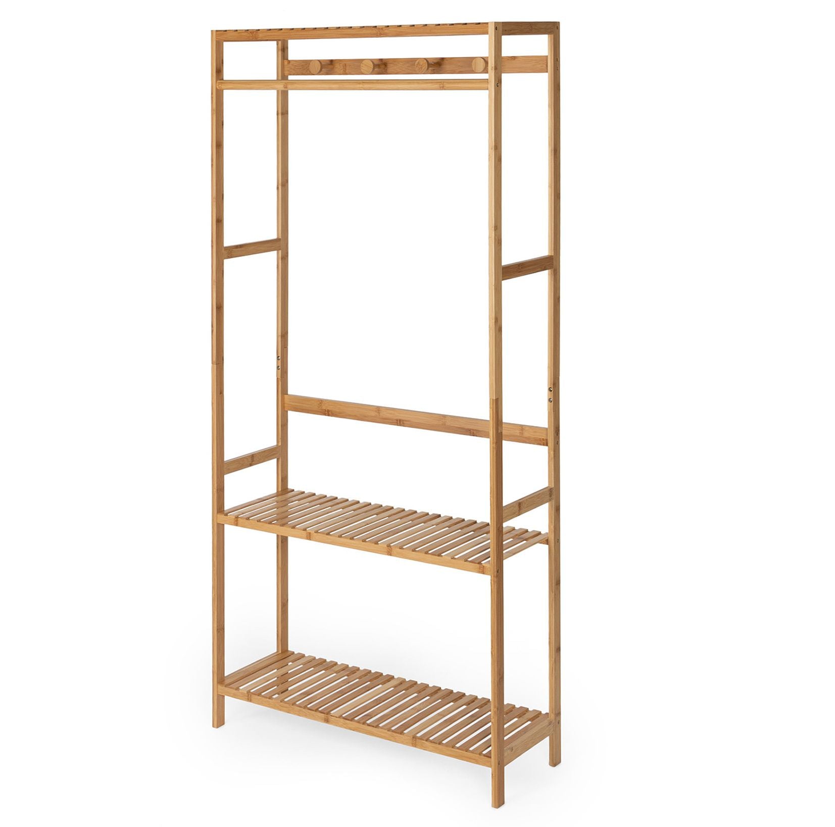 Bamboo Nara Multi-Functional Clothes Rack - Space Saving Wardrobe Organizer for Bedroom, Closet & Laundry Room - Perfect for Hanging Clothes, Towels & Accessories
