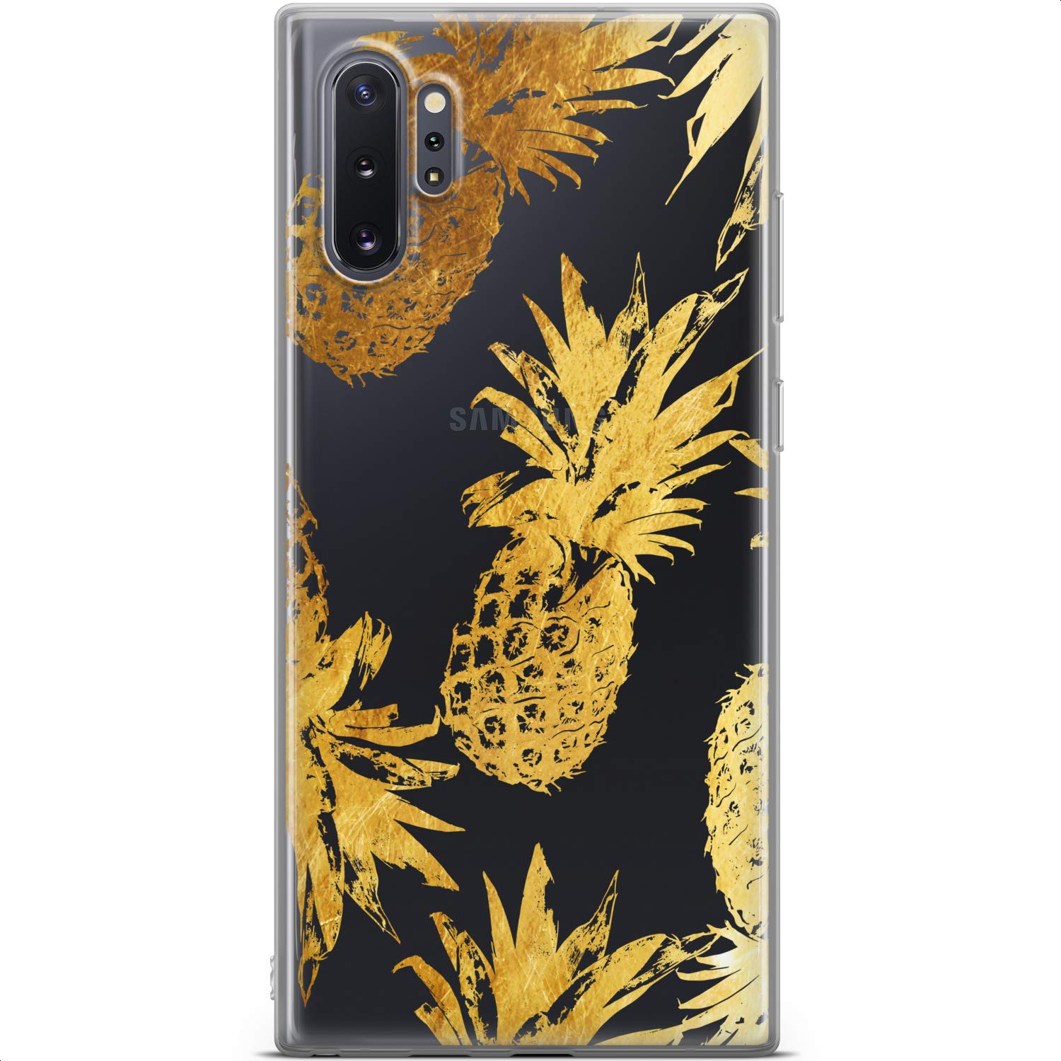 Premium Slim Gold Pineapple Pattern Flexible Silicone TPU Phone Case for Samsung Galaxy S24/S23 Ultra/S22 5G Plus/S21 FE/S20/S10 - Lightweight Protective Cover with Abstract Art Design - Perfect for Everyday Use, Travel & Fashion Accessory