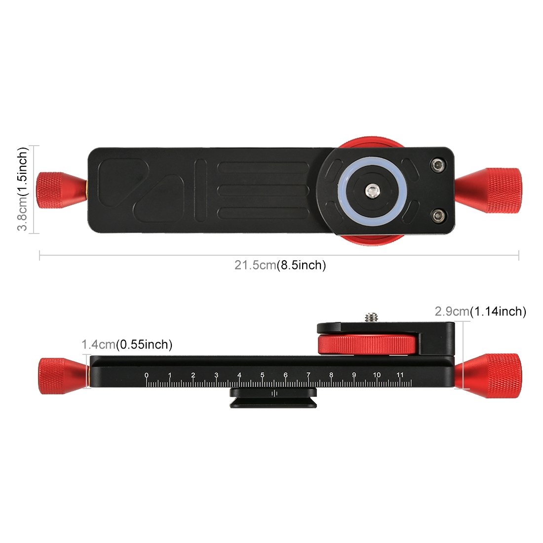 PULUZ 115mm Aluminum Alloy Macro Focusing Rail Slider with Quick Release Plate - Compatible with Canon Nikon Sony Pentax DSLR Cameras - 1/4