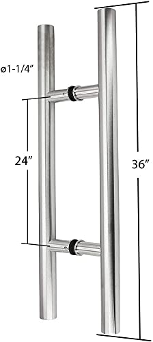 304 Stainless Steel Ladder Style Back-to-Back Glass Door Handle - 36 Inch Satin Finish Push Pull Handle for Barn Doors, Shower Doors & Cabinet Doors - Durable & Stylish Hardware for Home & Office