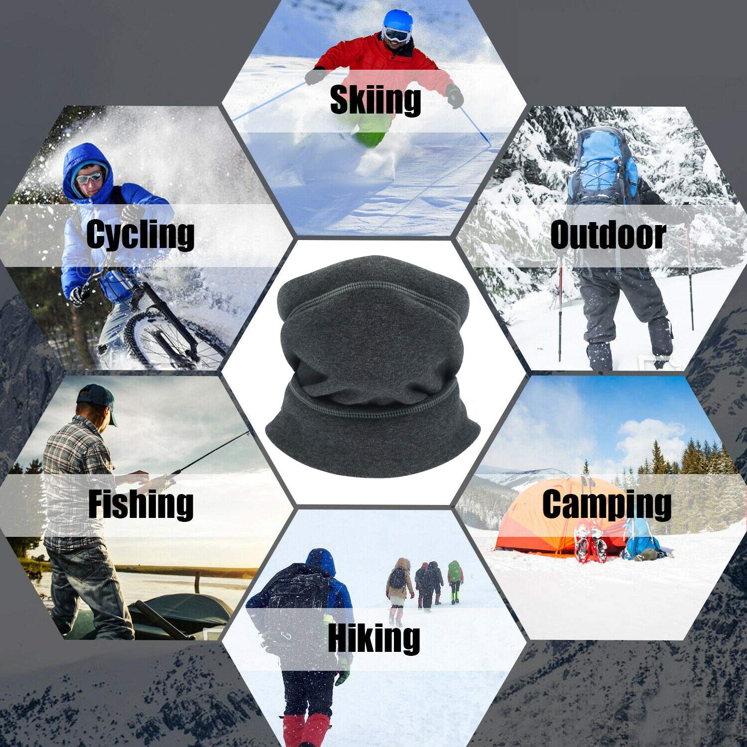 Winter Fleece Neck Gaiter & Face Scarf - Cold Weather Ski Mask, Balaclava Half Mask for Men & Women - Perfect for Skiing, Snowboarding, Hiking and Outdoor Activities