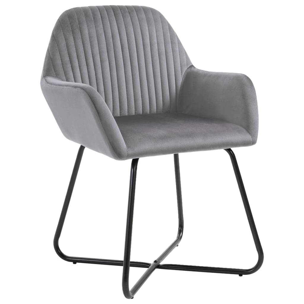 vidaXL 2-Piece Gray Velvet Upholstered Dining Chairs with Metal Legs - Modern Accent Chairs 24