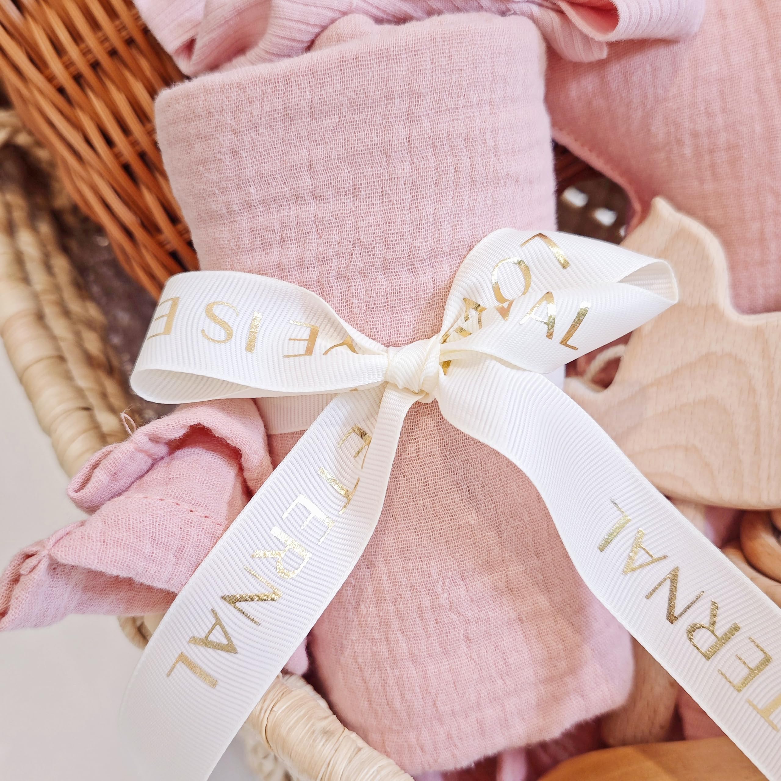 8-in-1 Newborn Baby Gift Set for Girls & Boys - Soft Star Security Blanket, Cotton Blanket, Baby Rattle & Wooden Milestone Cards (Pink) | Perfect Baby Shower Gift, Welcome Basket & First Birthday Present