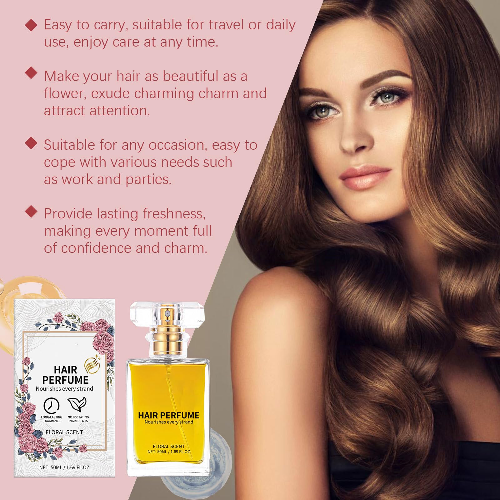 Natural Hair Perfume Oil for Women - Floral Scented Essential Oil for Dry Damaged Hair | Long Lasting Fragrance with Nourishing & Hydrating Benefits | Perfect for Daily Use, Special Occasions & Hair Care Routine