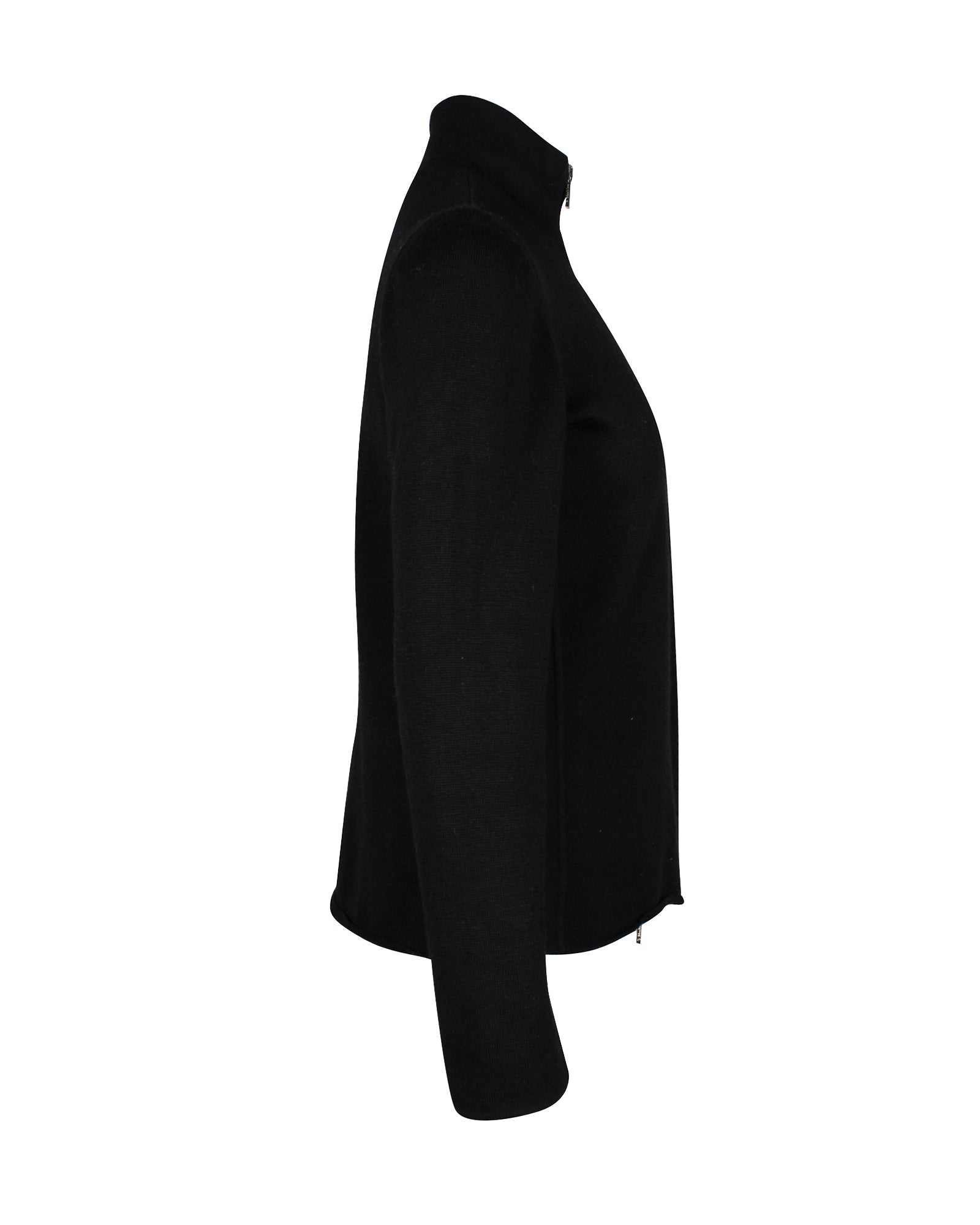 Max Mara Black Lana Vergine Zipped Mock Neck Sweater for Women | Luxury Cashmere Pullover | Perfect for Office Wear & Winter Fashion