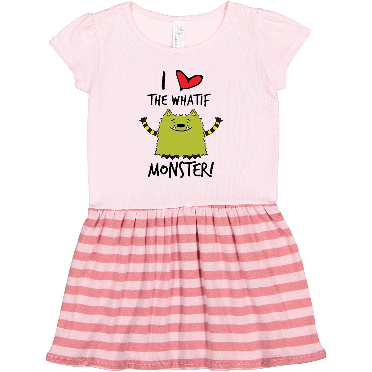 Inktastic I Love The Whatif Monster Toddler Dress - Cute Cartoon Print Kids Outfit for Girls & Boys | Perfect for Playdates, Birthday Parties & Everyday Wear
