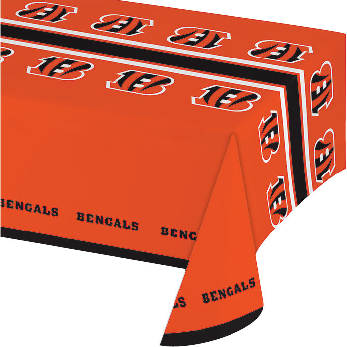 12-Piece Bulk Cincinnati Bengals Table Covers - Waterproof & Disposable Party Decorations for Game Day, Tailgating & Football Themed Events
