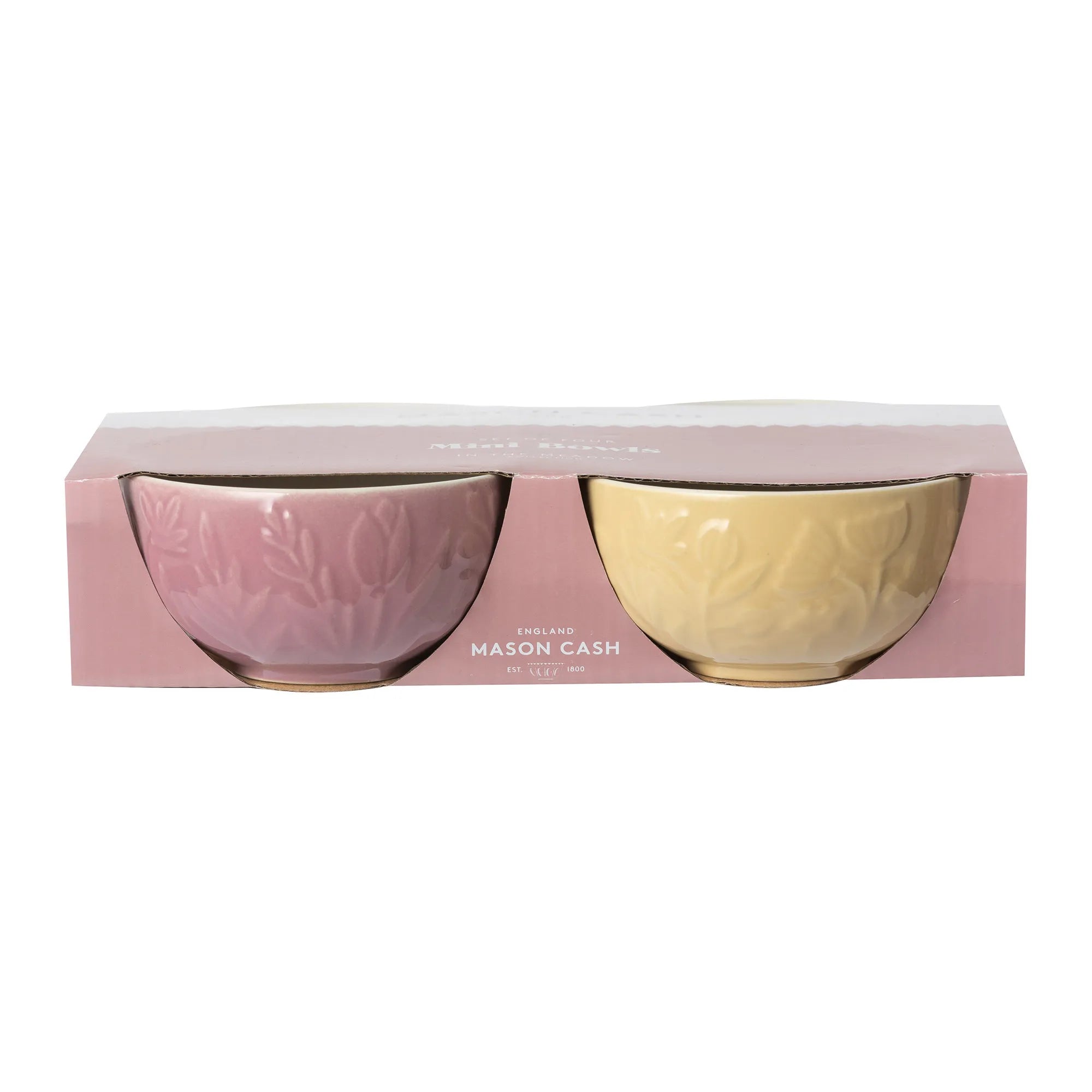 MASON CASH Prep Bowl Set - 4-Piece Ceramic Mixing Bowls with Spout & Handle, In the Meadow Design - Perfect for Baking, Cooking & Food Prep - Ideal Gift for Home Chefs & Bakers