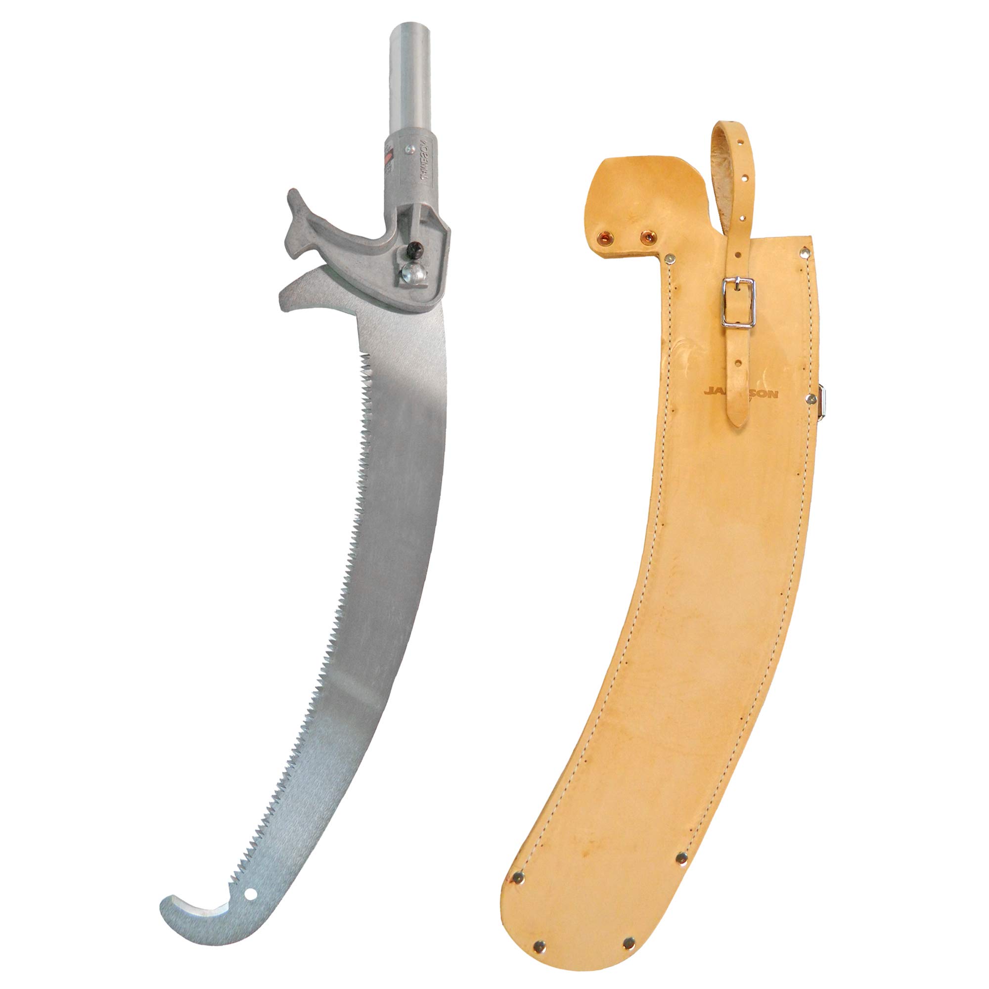 Jameson PS-3FPK-16DH-L 16 Inch Professional Double Hook Curved Blade Saw with Leather Scabbard - Ideal for Tree Trimming, Landscaping, and Outdoor Survival Gear