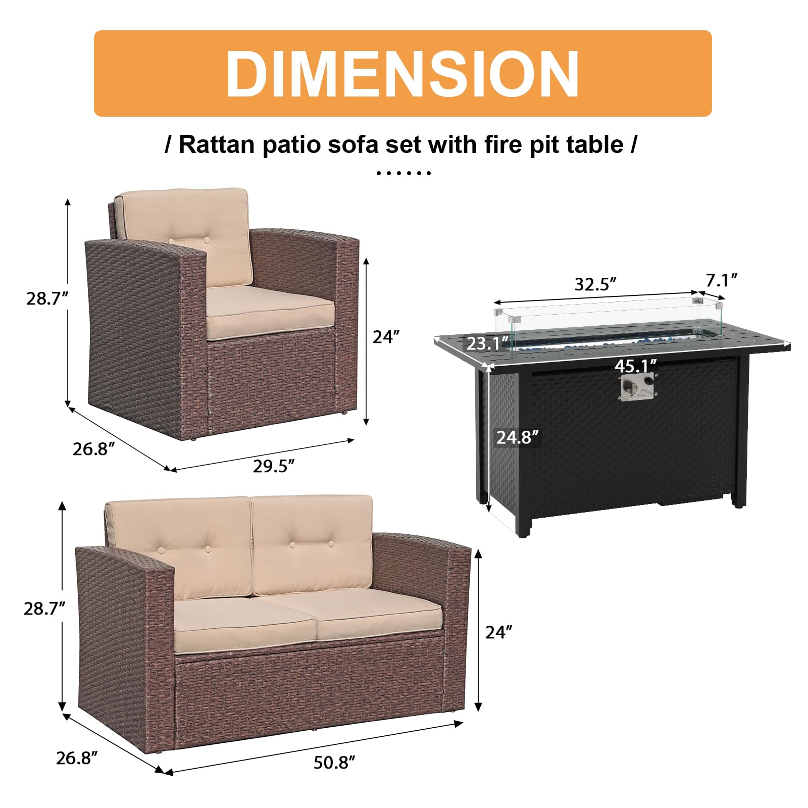 Premium 4-Piece Outdoor Patio Furniture Set with 45