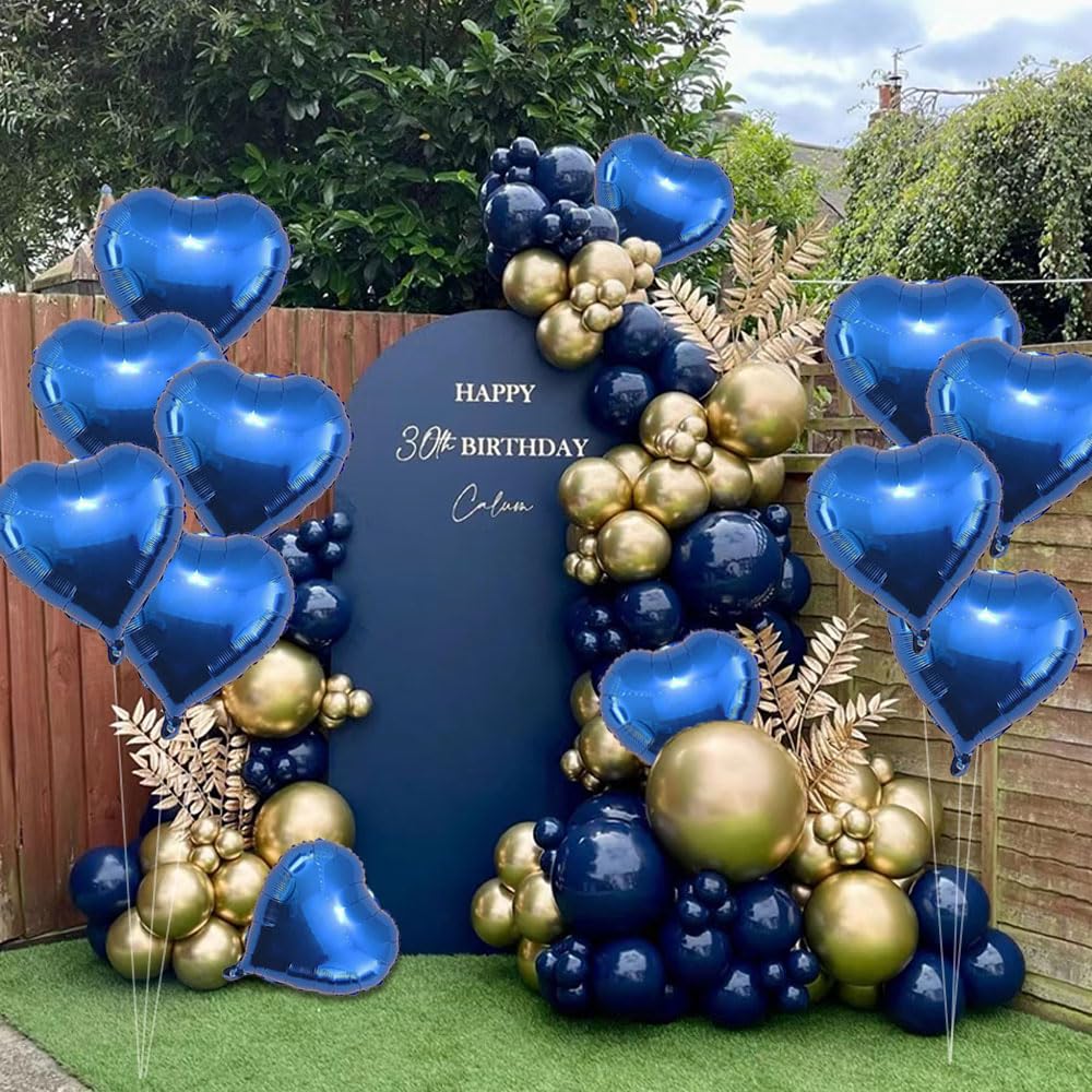 20 Pcs Blue Heart Foil Balloons - 18 Inch Heart Shaped Helium Balloons for Wedding, Birthday Party Decorations | Mylar Balloons for Anniversary, Baby Shower & Valentine's Day Decor