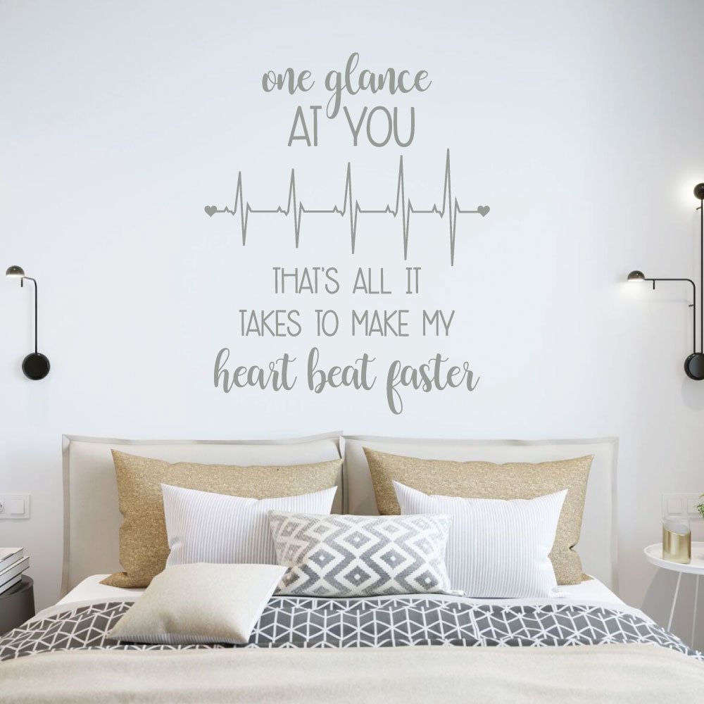 Romantic Love Wall Decal - 'One Glance At You That's All It Takes' Vinyl Sticker for Bedroom, Living Room & Home Decor - Perfect for Couples' Spaces, Wedding Gifts and Cozy Home Makeovers