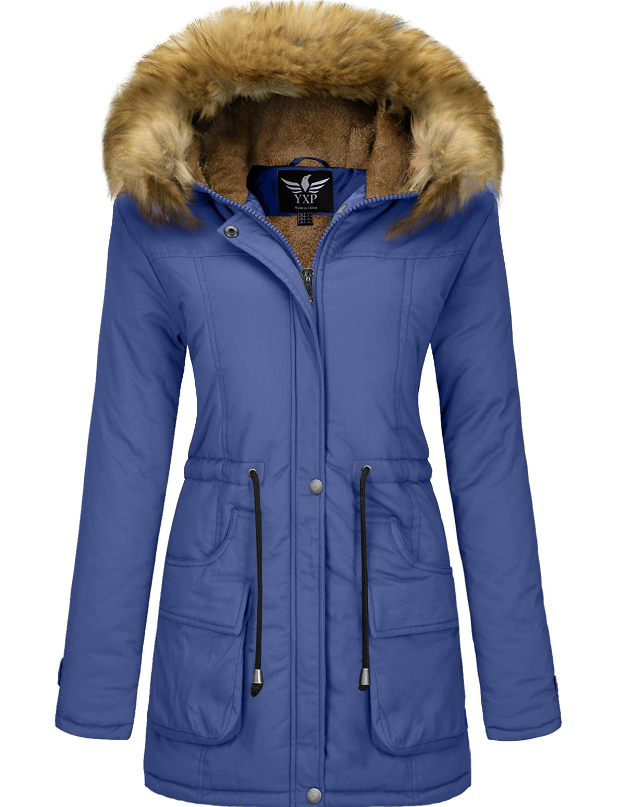 YXP Women's Winter Thickened Military Parka Jacket - Fleece Lined Cotton Coat with Detachable Fur Hood for Extreme Cold Weather | Perfect for Snowboarding, Skiing & Outdoor Adventures