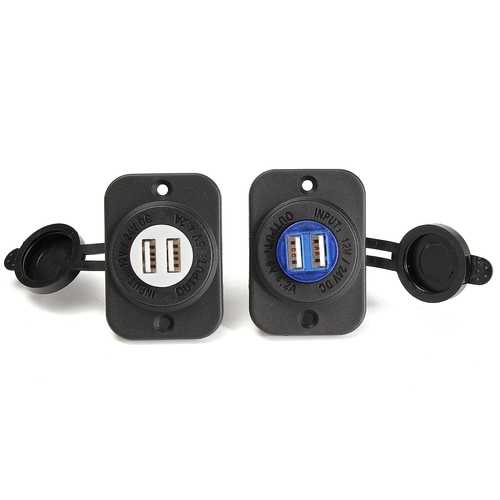 12V/24V Waterproof Dual USB Car Charger 5V 4.2A Fast Charging with LED Indicator - Compatible with iPhone X, Samsung Galaxy - Perfect for Road Trips & Outdoor Adventures