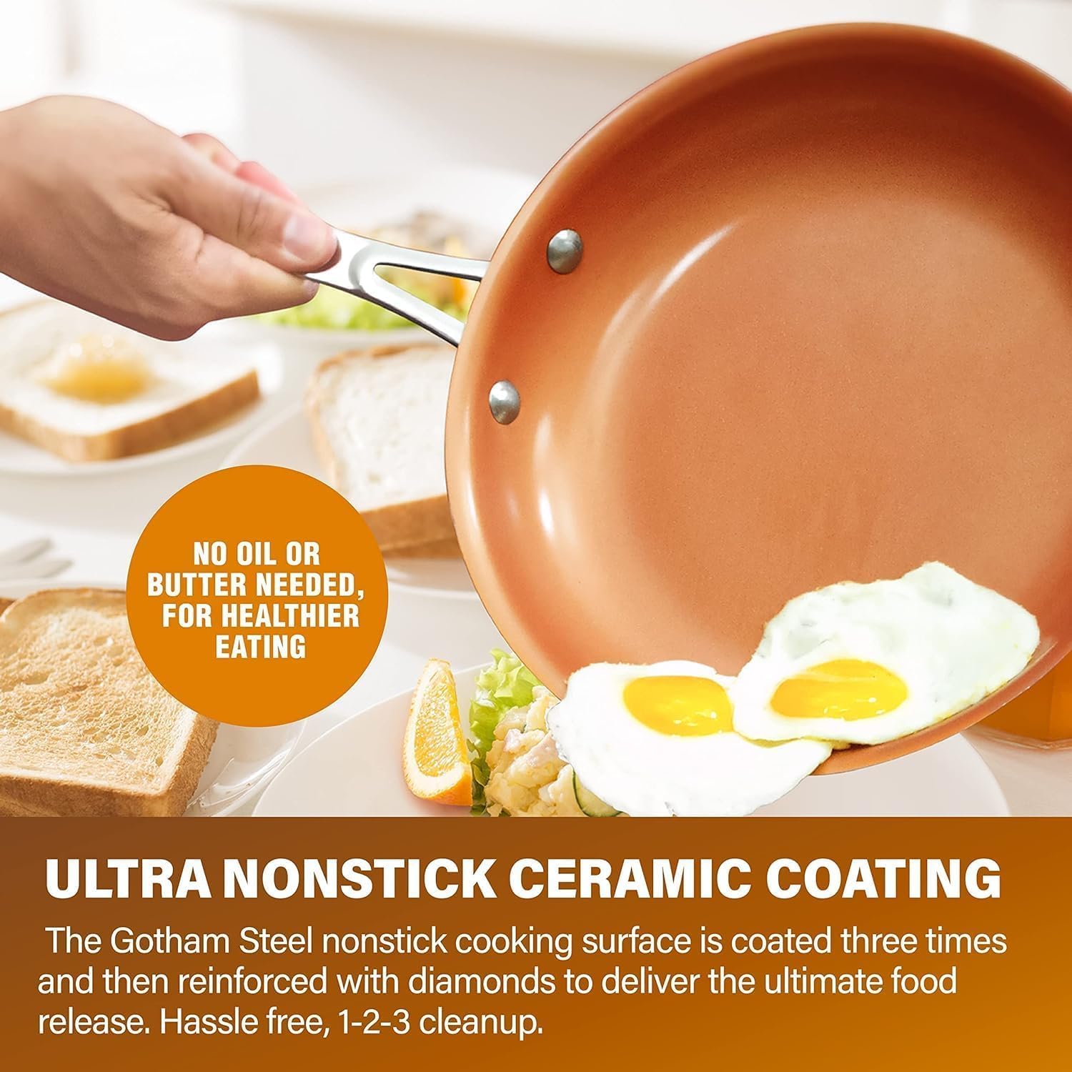 GOTHAM STEEL 13-Piece Ceramic Nonstick Cookware Set - Copper Pots and Pans for Induction Stove, Oven & Dishwasher Safe - Non-Toxic Kitchen Cookware for Healthy Cooking | Perfect for Frying, Sautéing, Baking & Everyday Meals