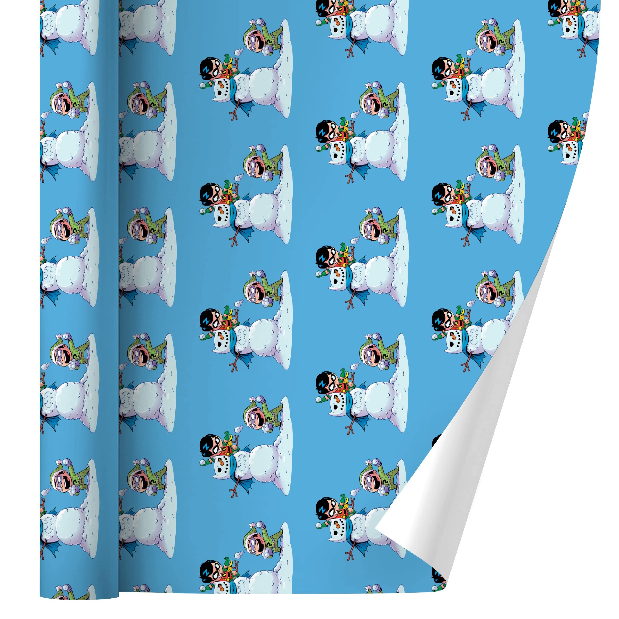 DC Comics Robin vs Riddler Snowball Fight Christmas Wrapping Paper Roll - Festive Holiday Gift Wrap for Birthdays, Parties & Special Occasions