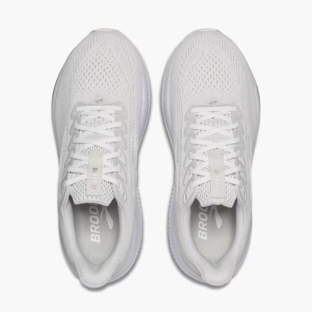 Brooks Women's Ghost 17 Running Shoes - White/White/Grey - Lightweight Cushioned Sneakers for Road Running, Jogging & Gym Workouts