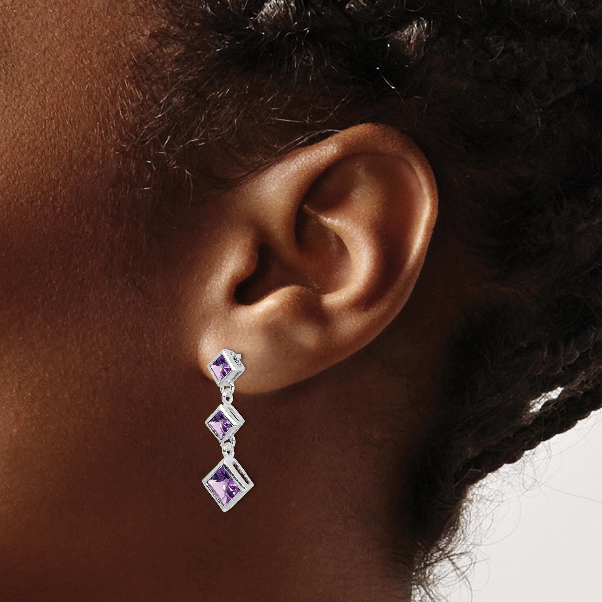 925 Sterling Silver Purple Amethyst Drop Dangle Earrings for Women | Elegant Post Earrings for Party, Wedding & Everyday Wear