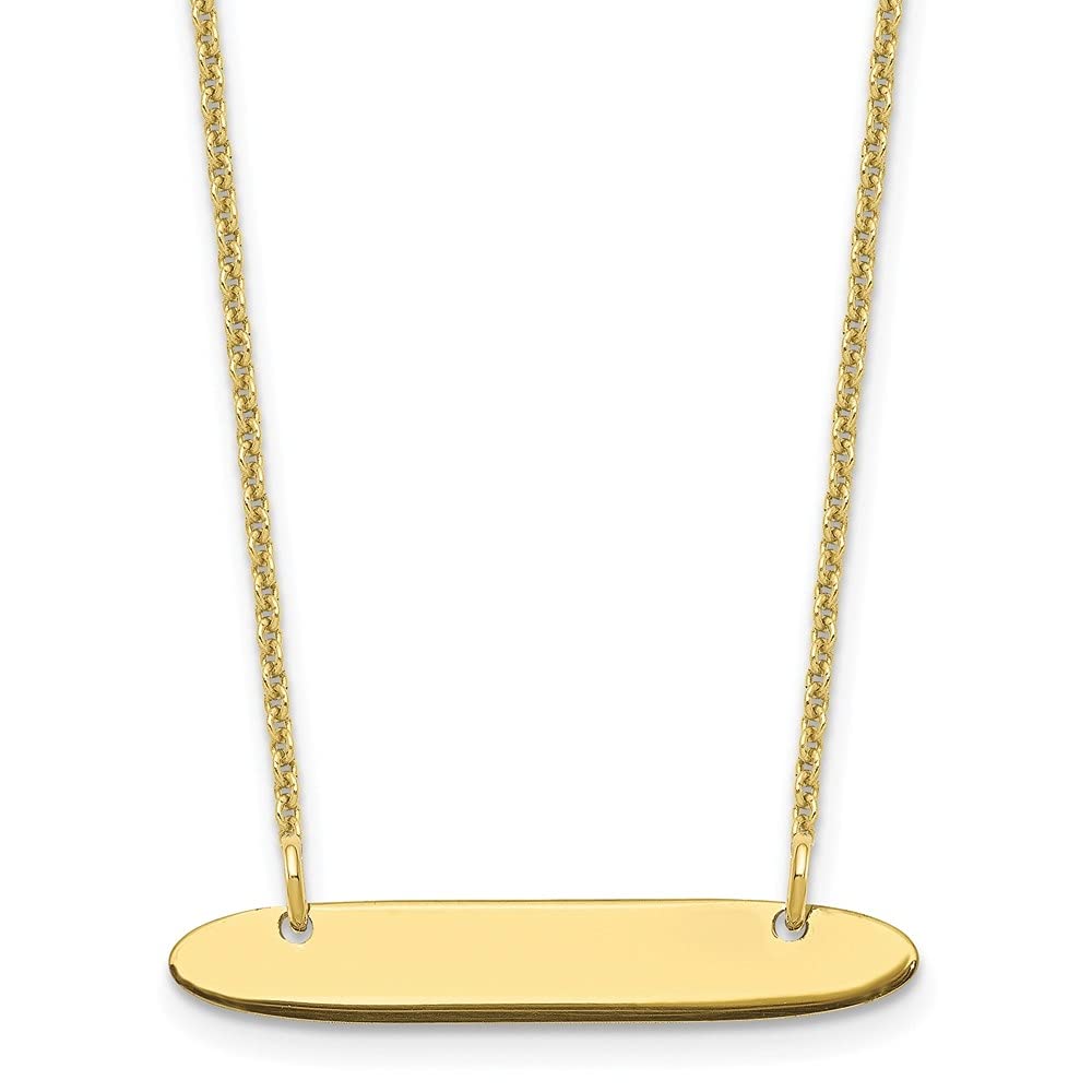 10K Gold Small Polished Oblong Blank Bar Pendant Necklace - Dainty Minimalist Fine Jewelry for Women - Perfect for Layering, Everyday Wear & Gift Giving