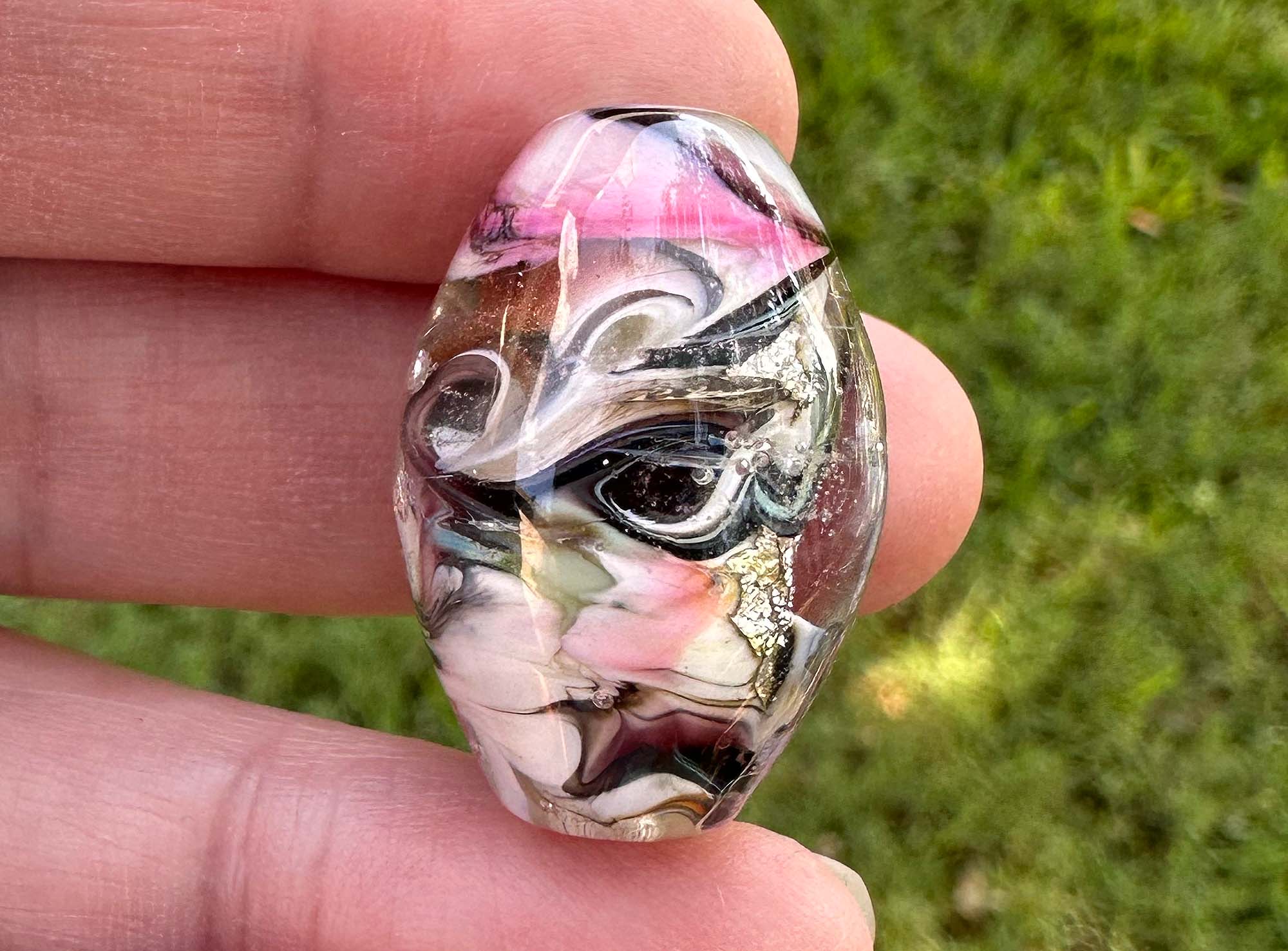 Handmade Silver Petal Organic Lampwork Glass Focal Bead for Jewelry Making - DIY Necklace, Bracelet, Earrings Craft Supplies - Perfect for Boho, Wedding & Gift Jewelry Designs