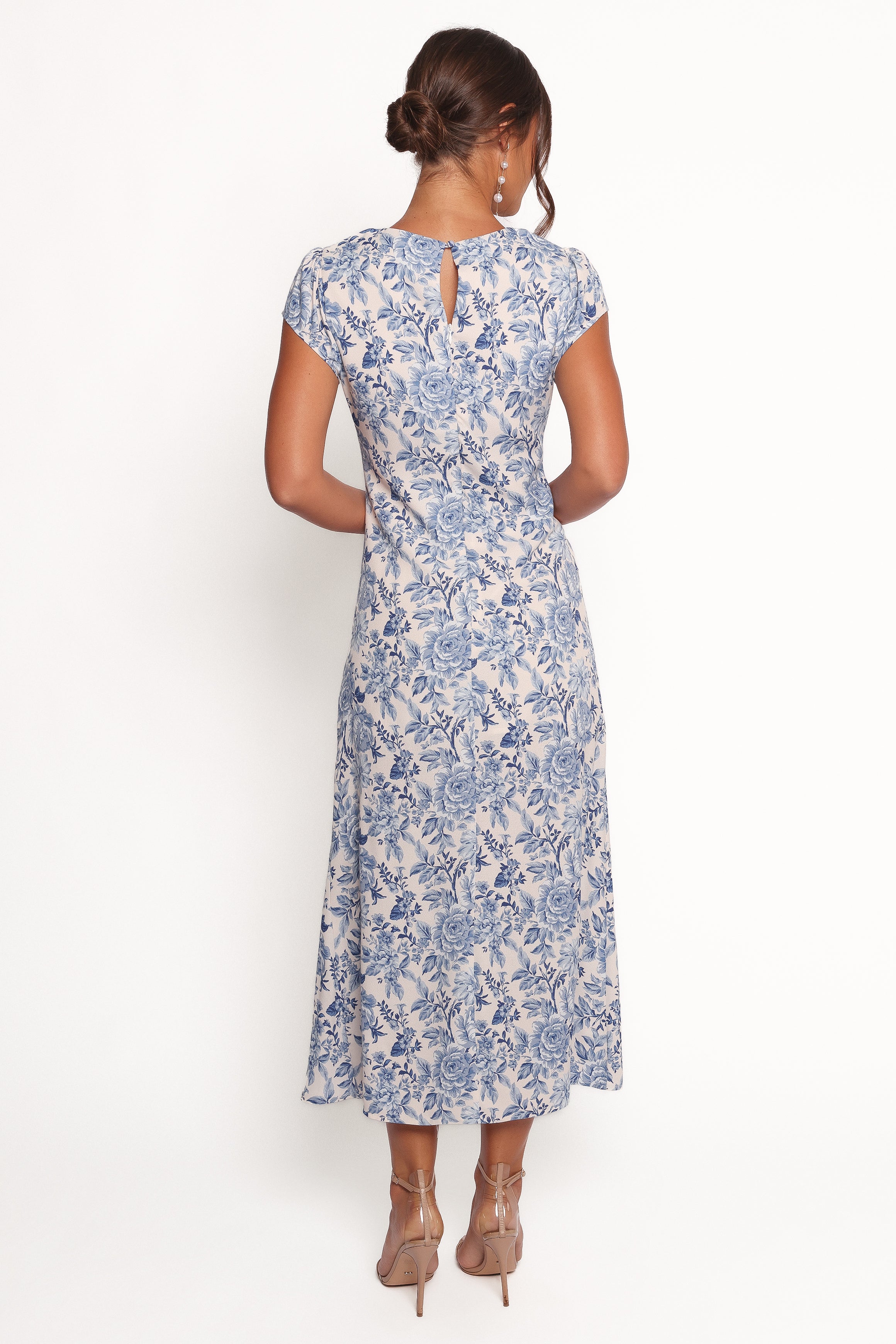 Lisbeth Midi Dress - Blue Floral Print Summer Dress for Women | Casual & Party Wear | Perfect for Beach, Vacation & Date Nights