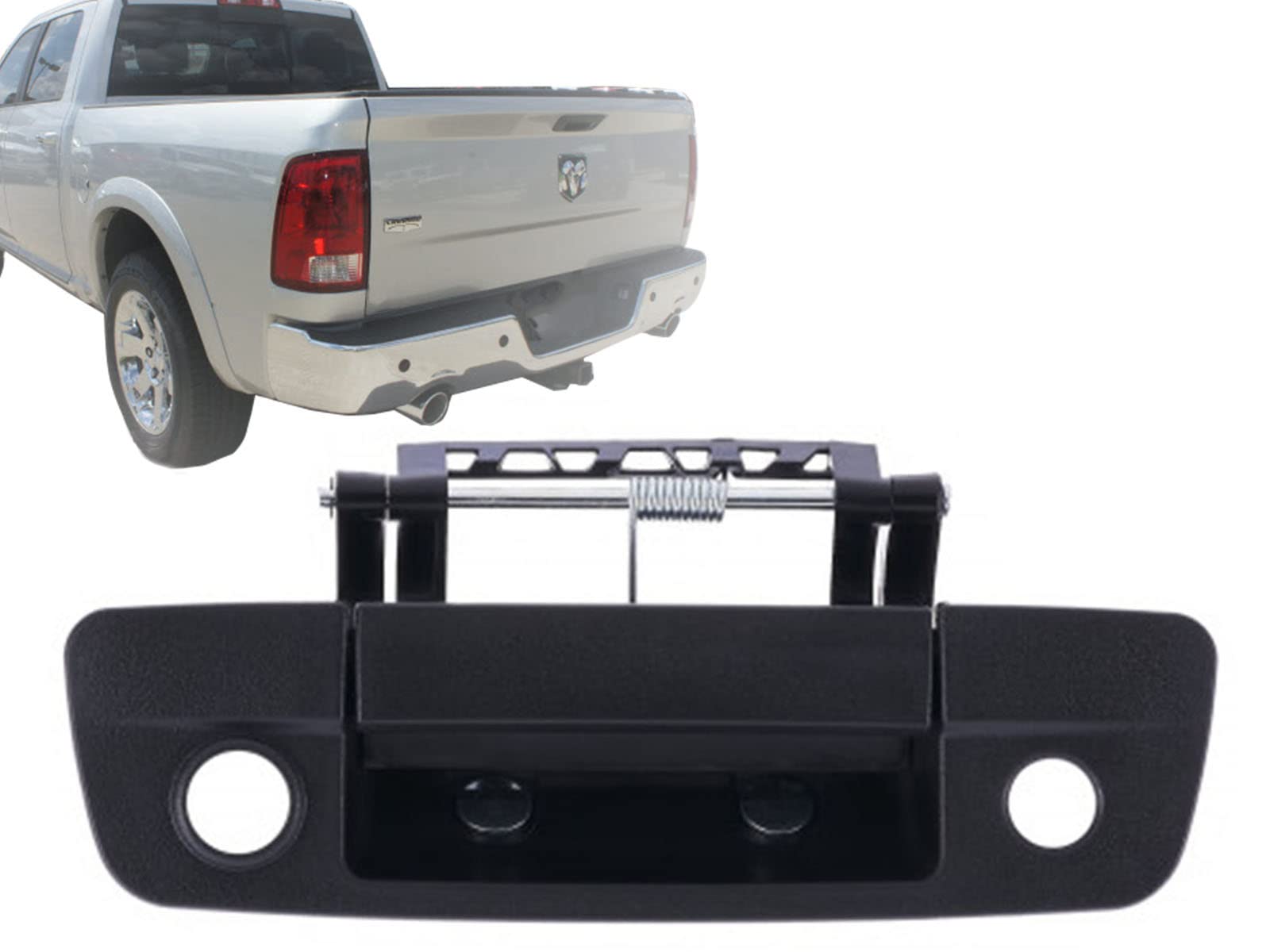 APA Replacement Textured Black Tailgate Handle for 2009-2012 Ram 1500 2500 3500 Trucks - Fits Models with Camera Hole & Keyhole (Part Numbers: 68084284AB, 68044906AB, 68044906AE, CH1915120) - Durable Aftermarket Truck Accessory for Enhanced Vehicle Security & Style